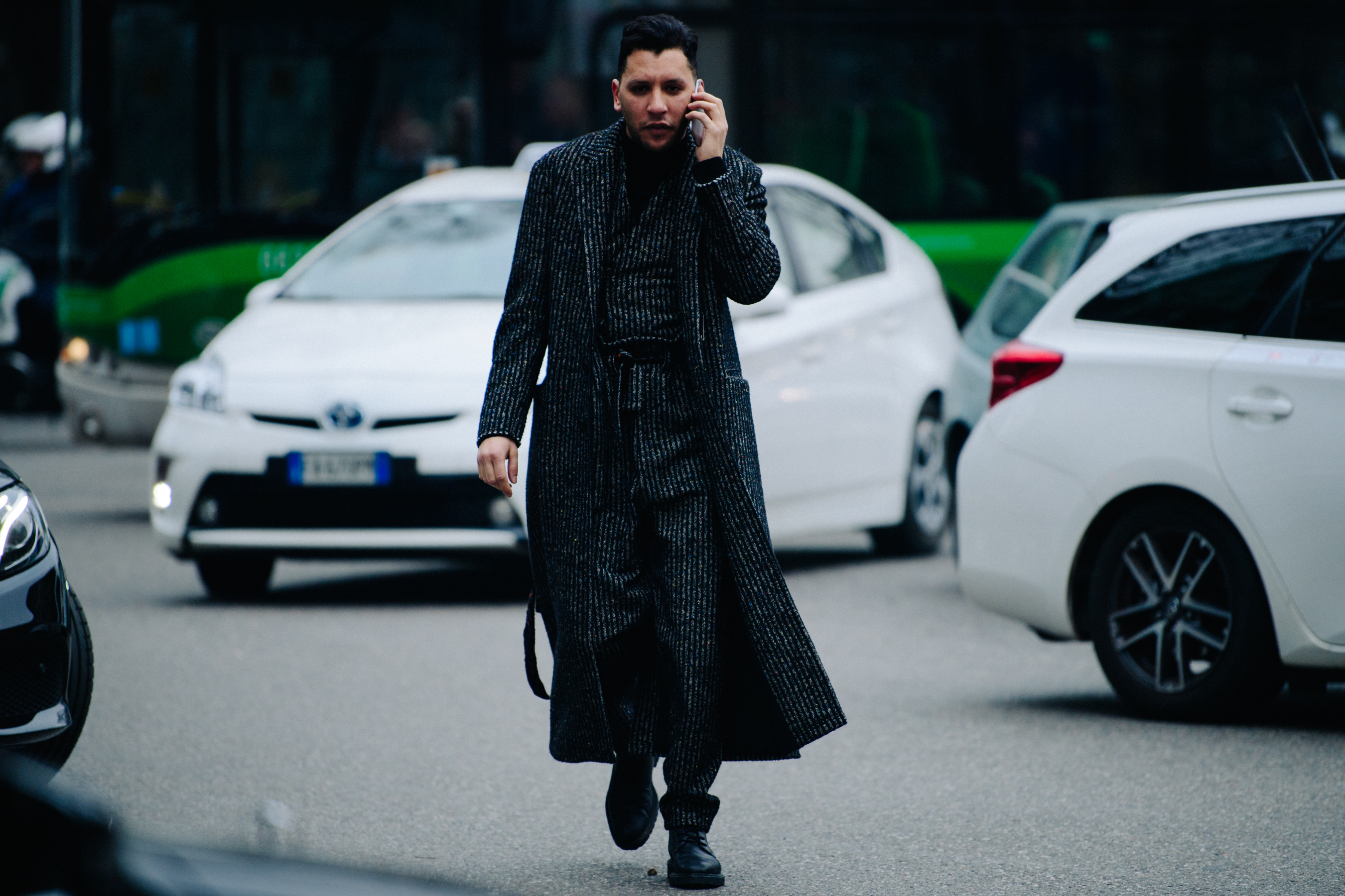 Man wearing glitter wool outfit
