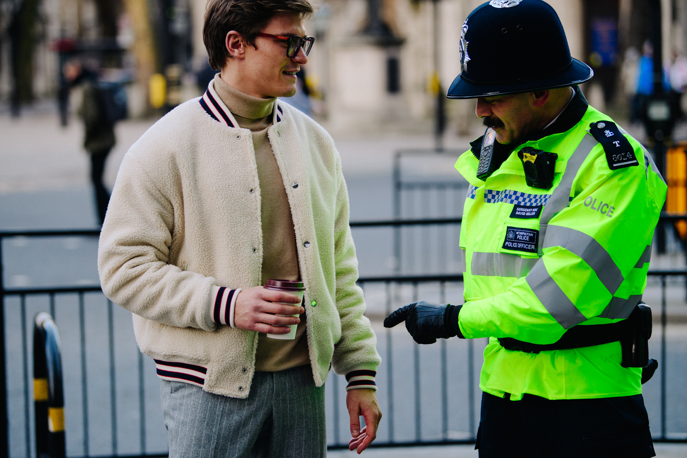 British model with police officer
