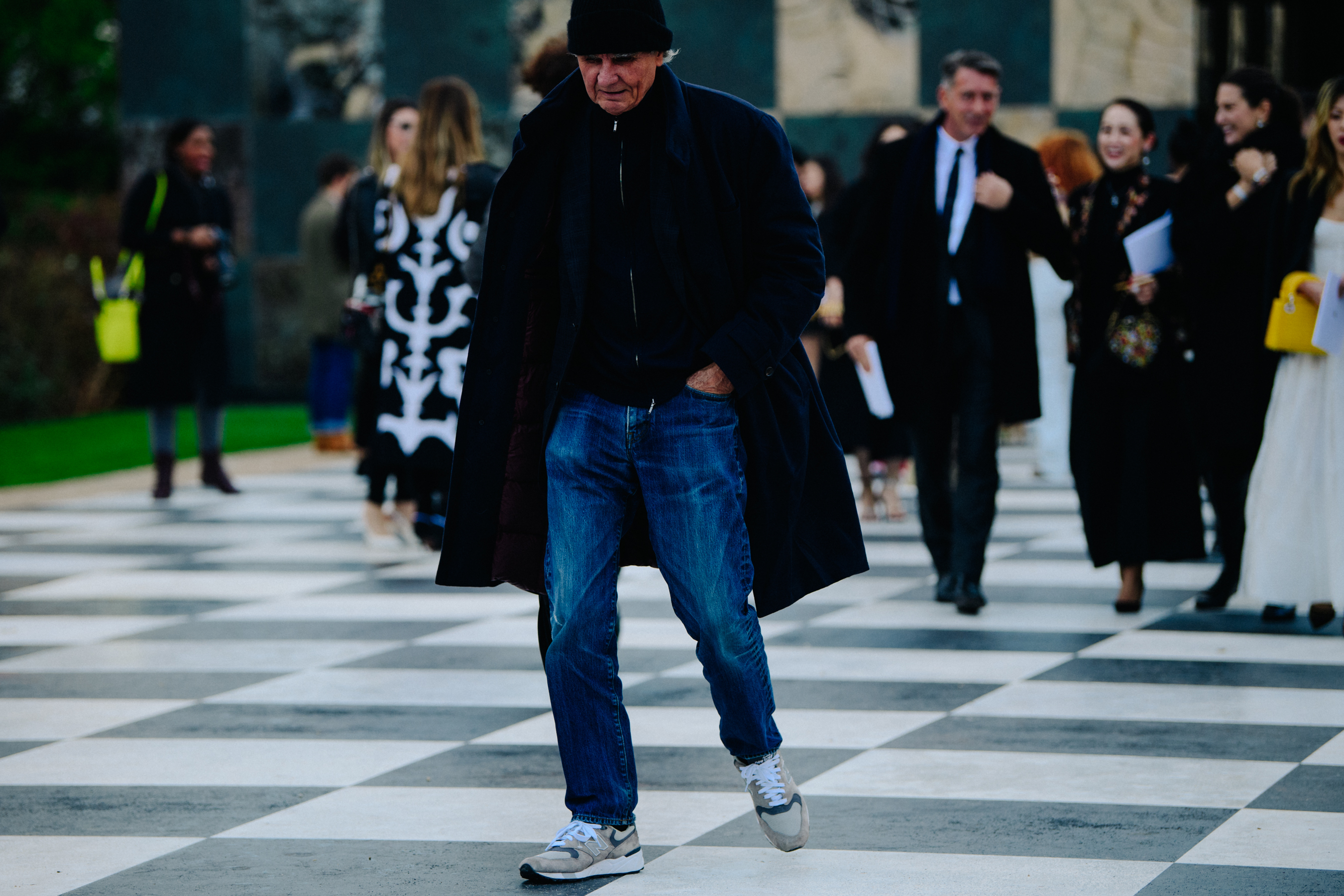 German photographer wearing blue coat