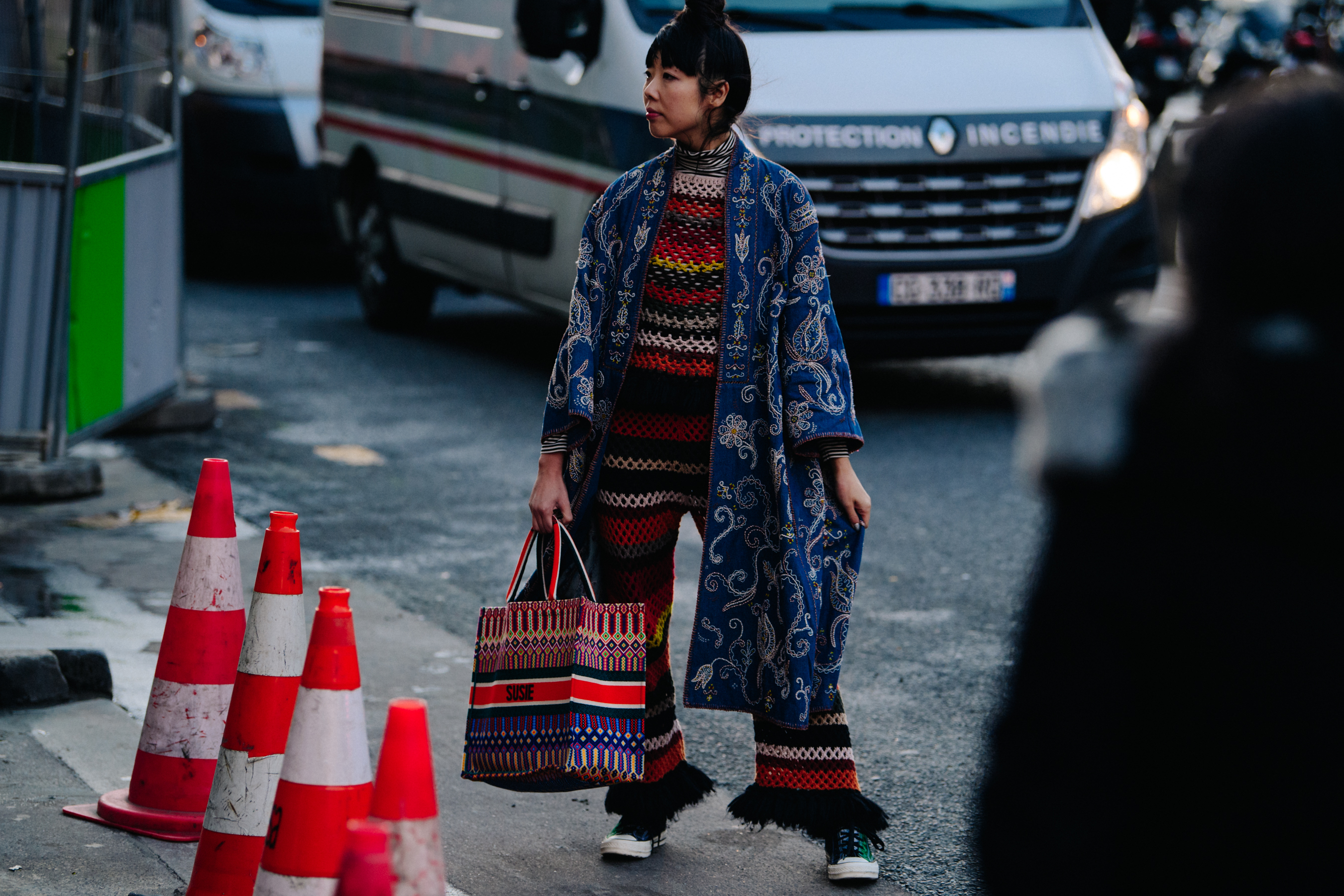 Chinese blogger wearing knitted onesie