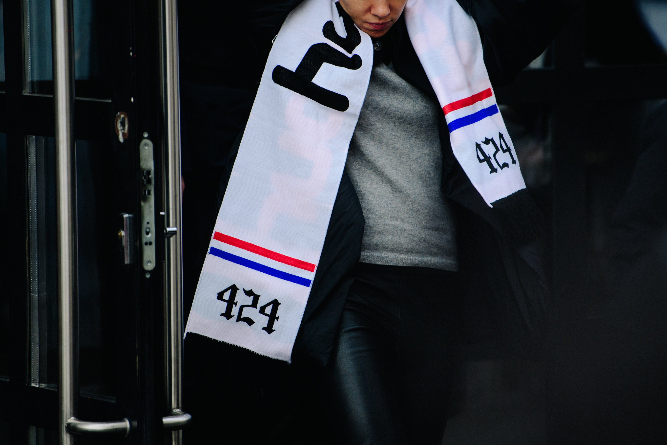 Norwegian woman wearing 424 scarf