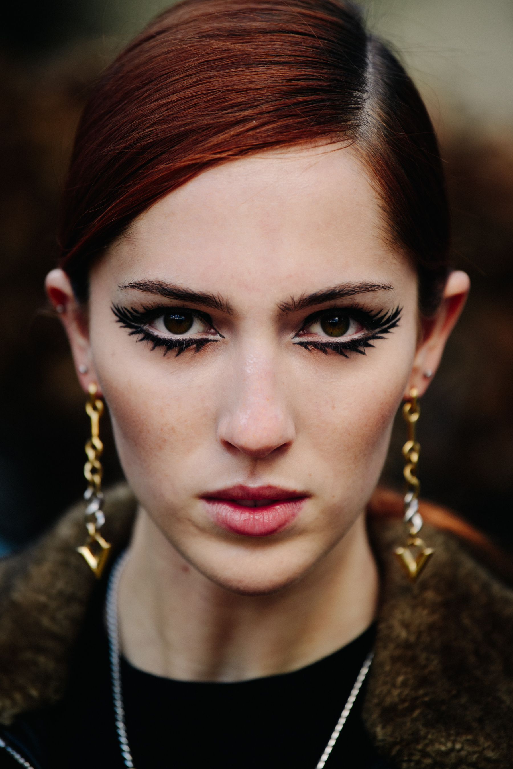 Portrait of American model with show makeup