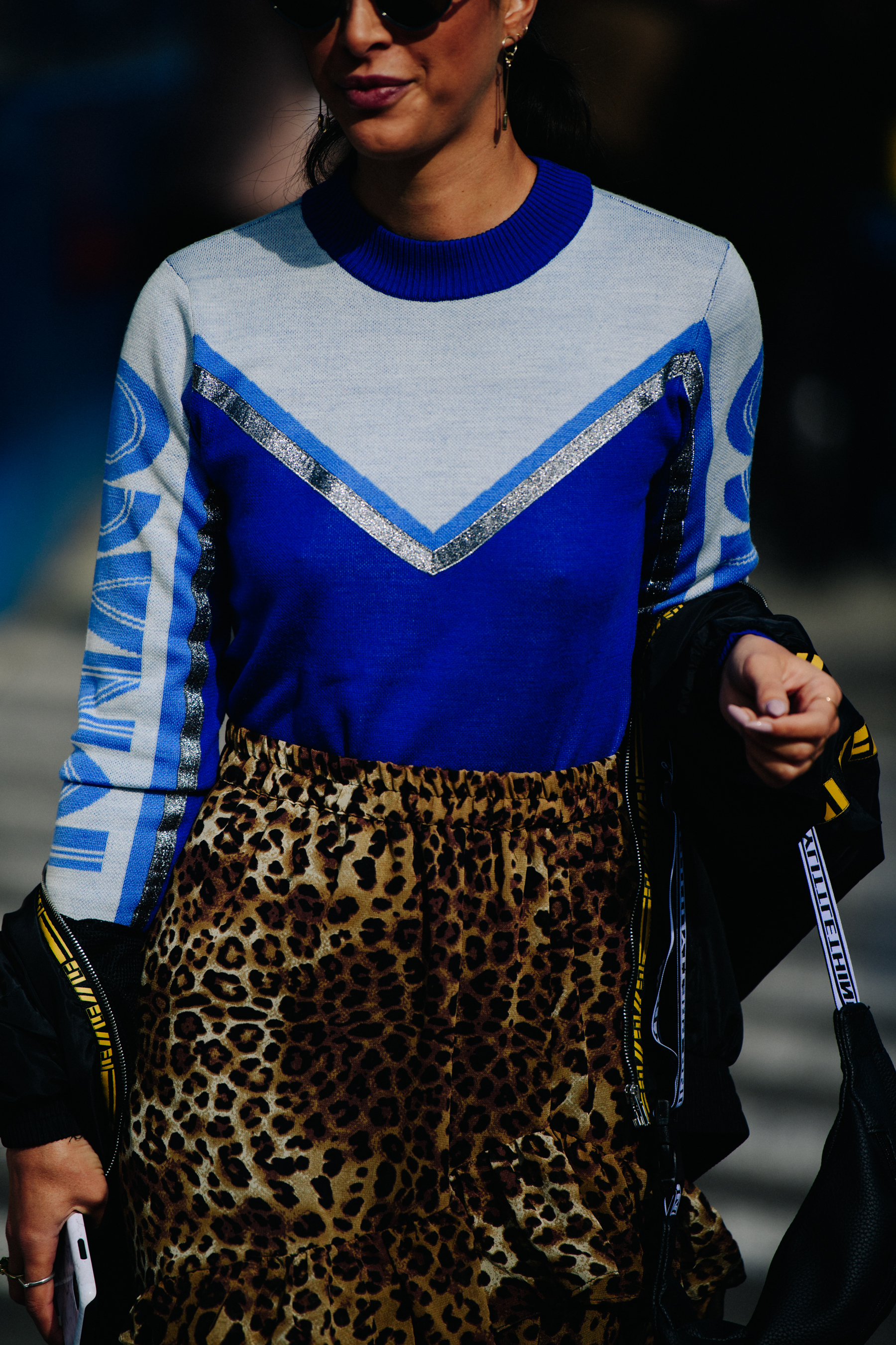 Woman wearing animal print skirt