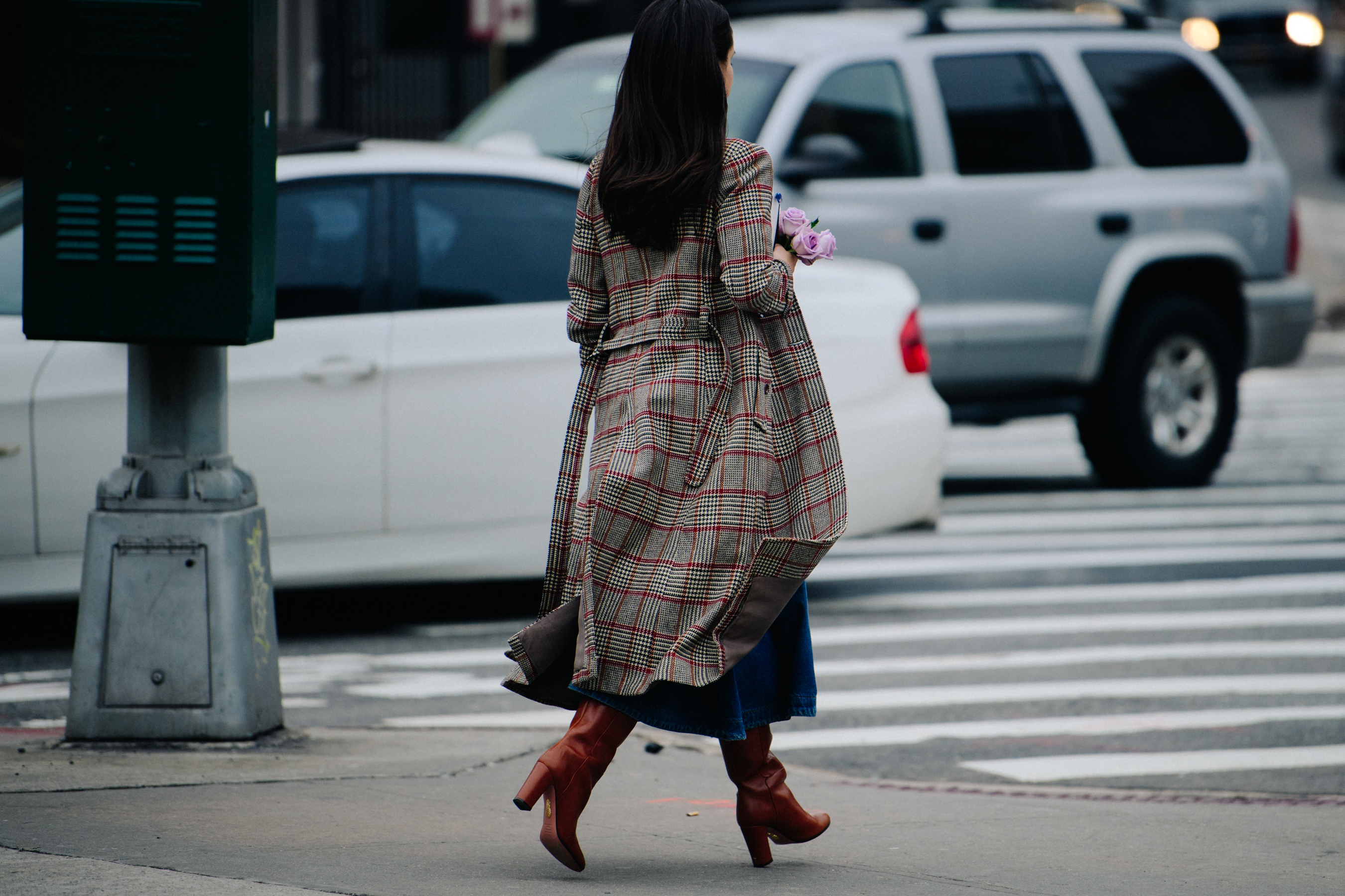 Woman wearing high leather boots