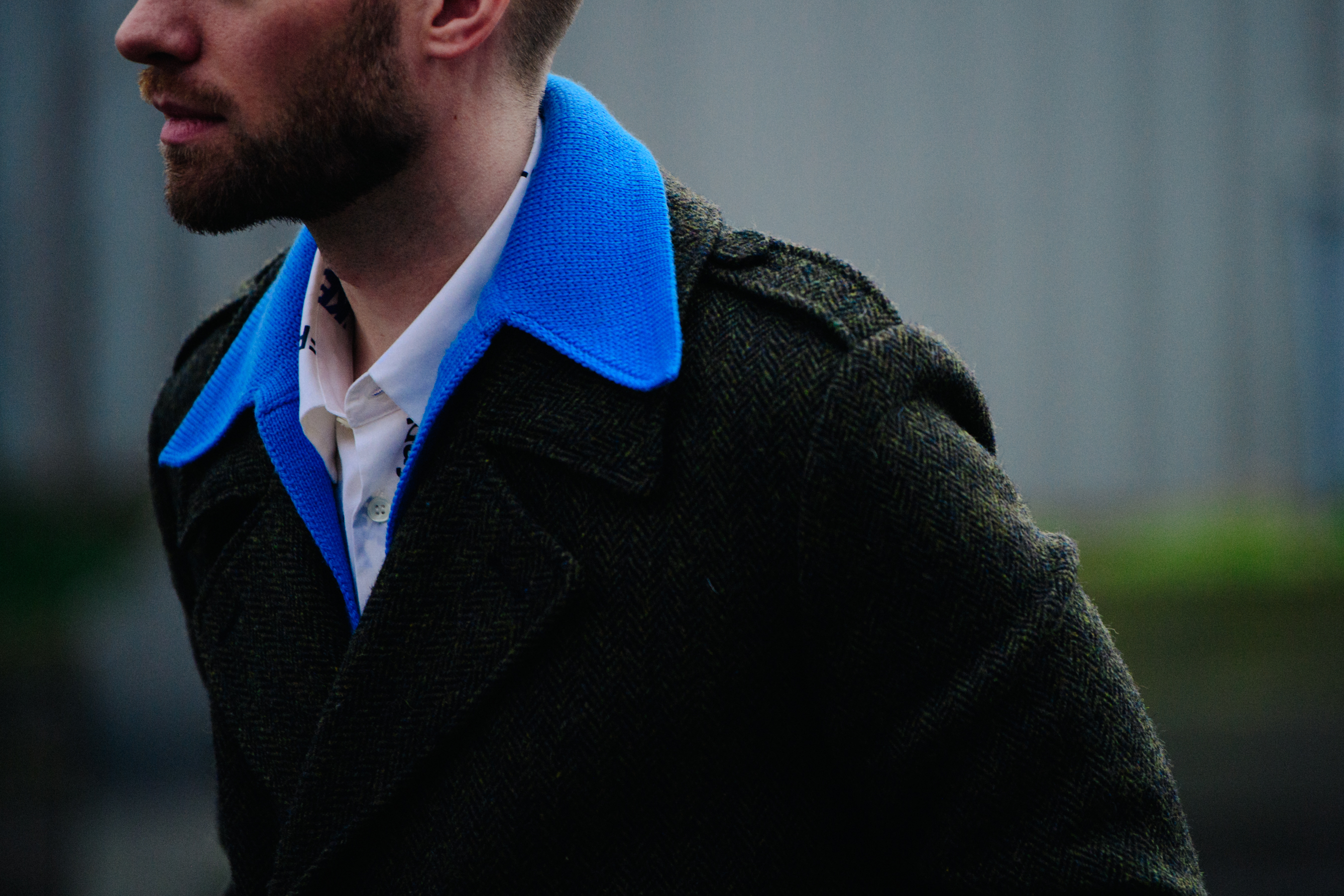 Man wearing thick wool coat
