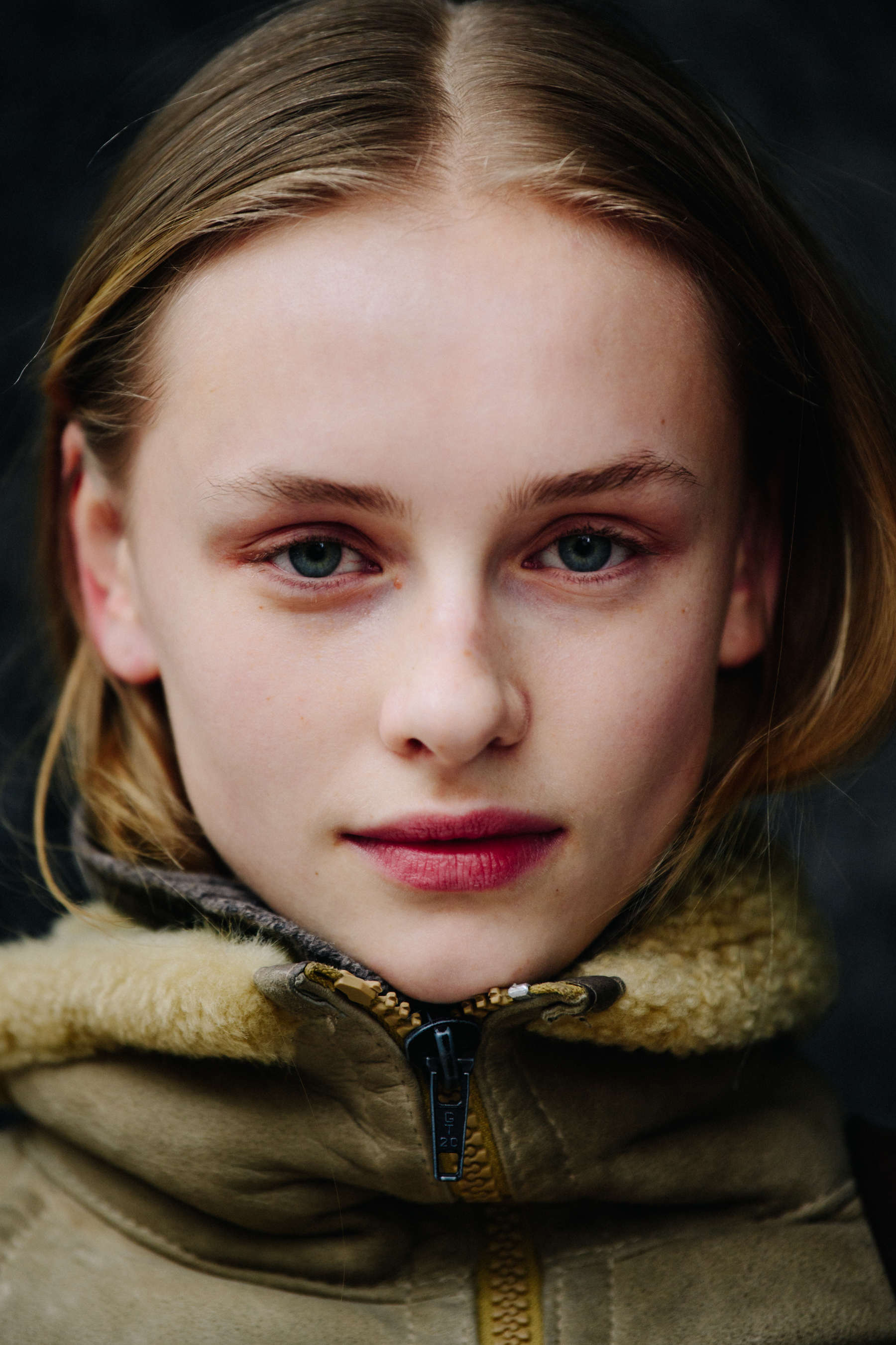 Portrait of model with long blonde hair