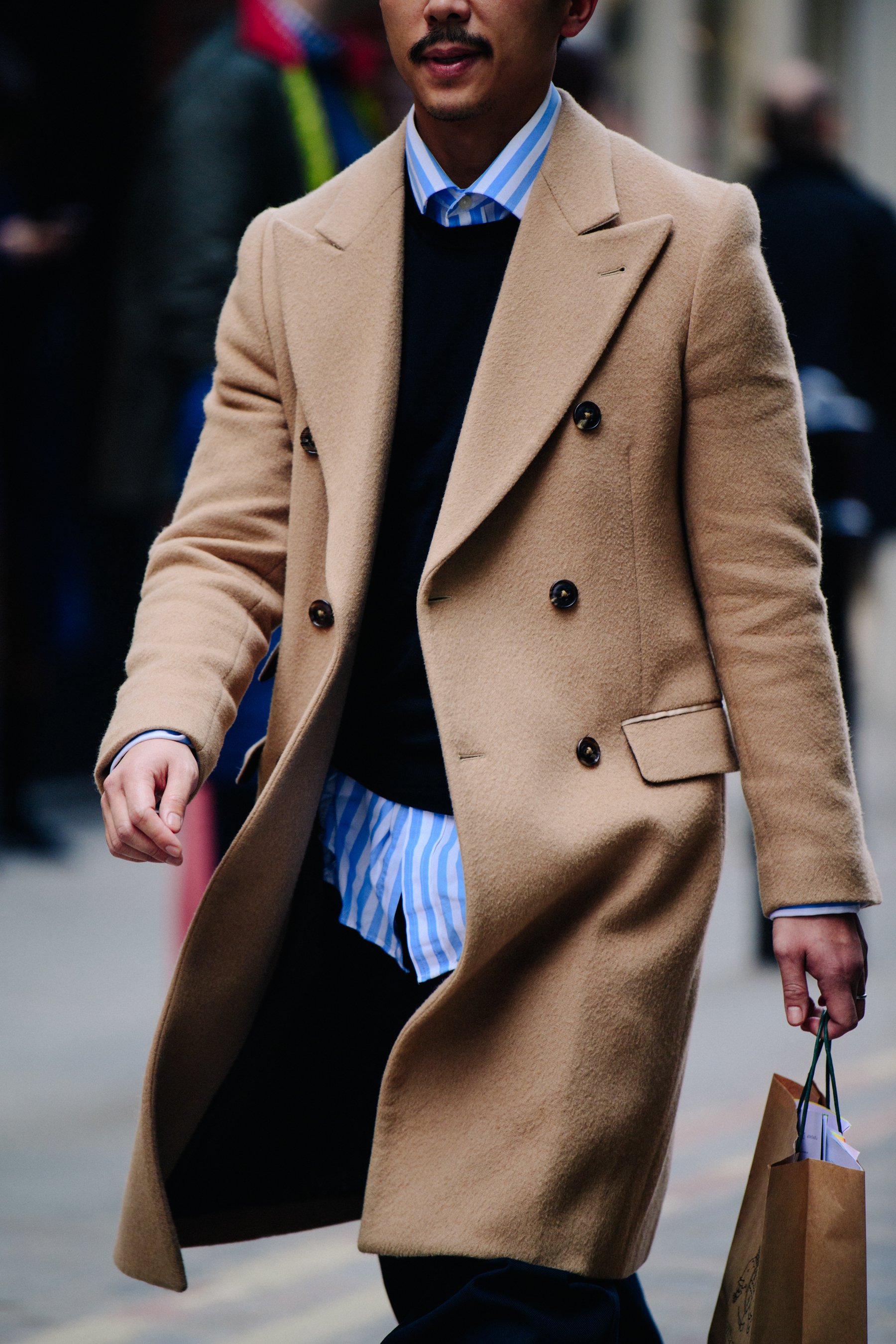 Man wearing brown wool coat