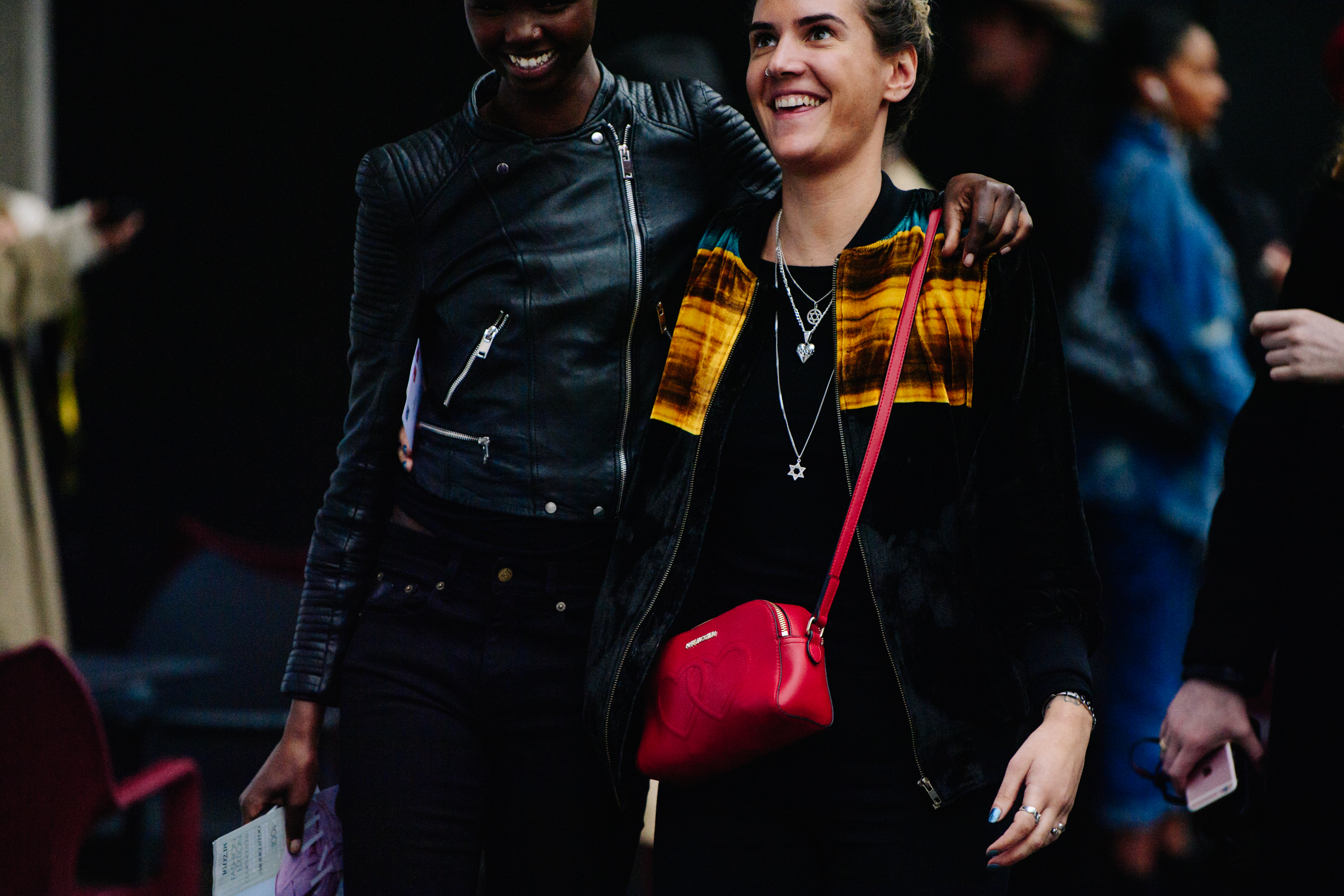 Model with friend after show