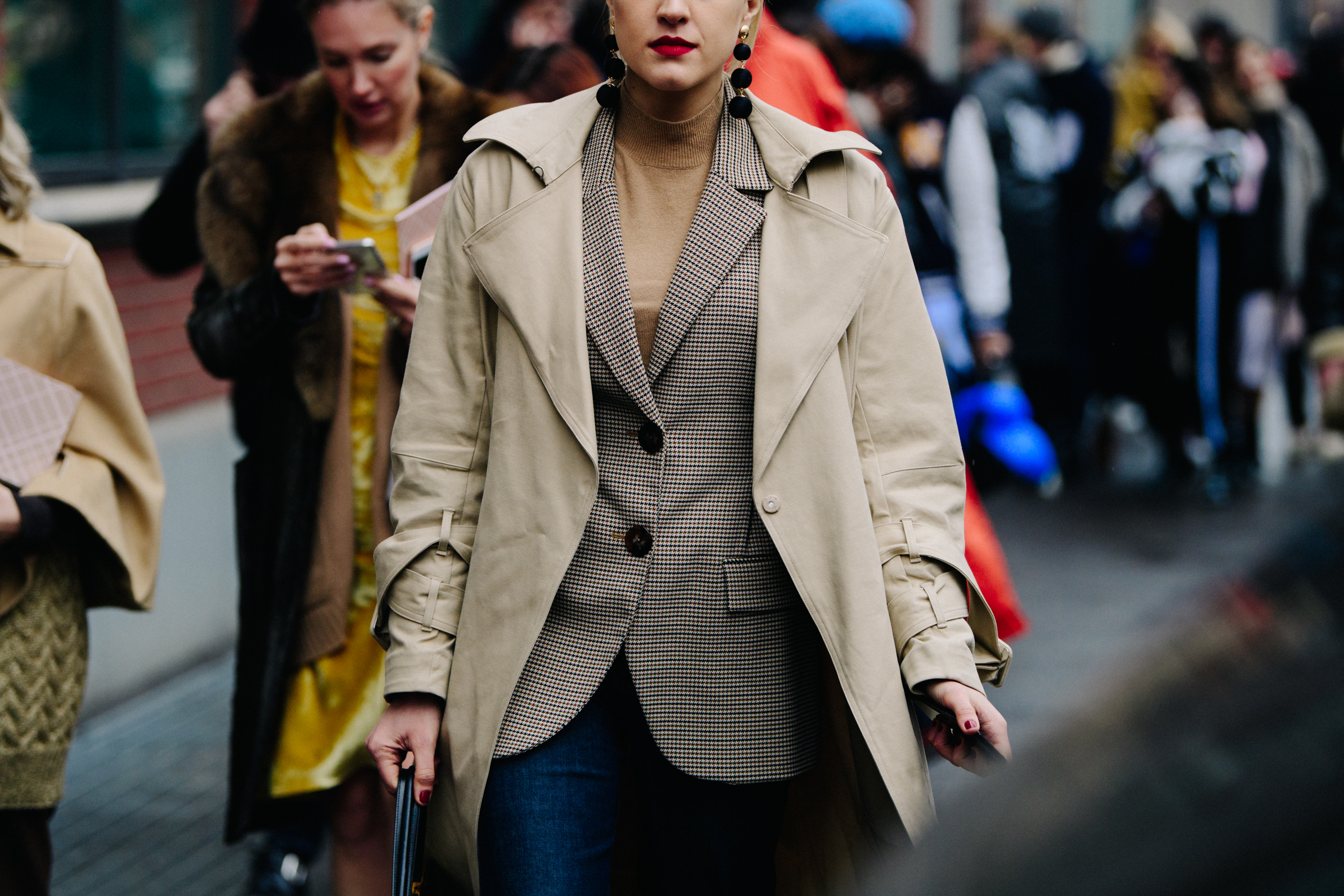 Woman wearing all tan outfit