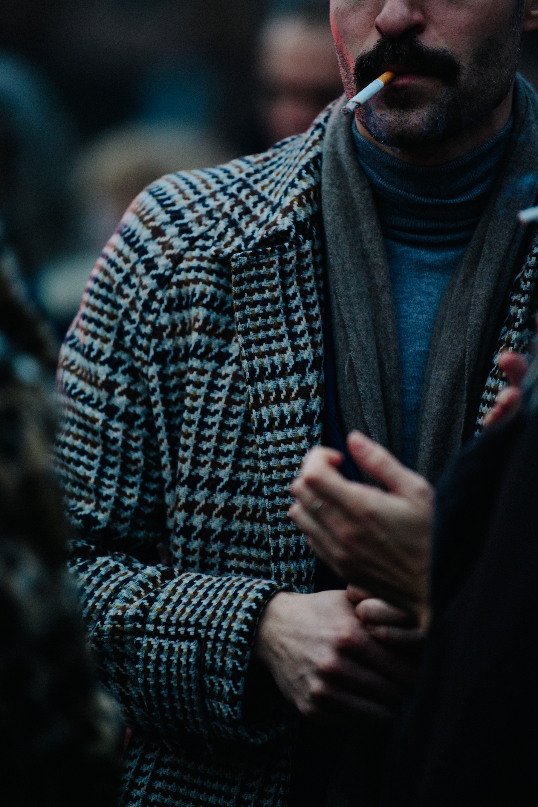 Man wearing pattern wool coat