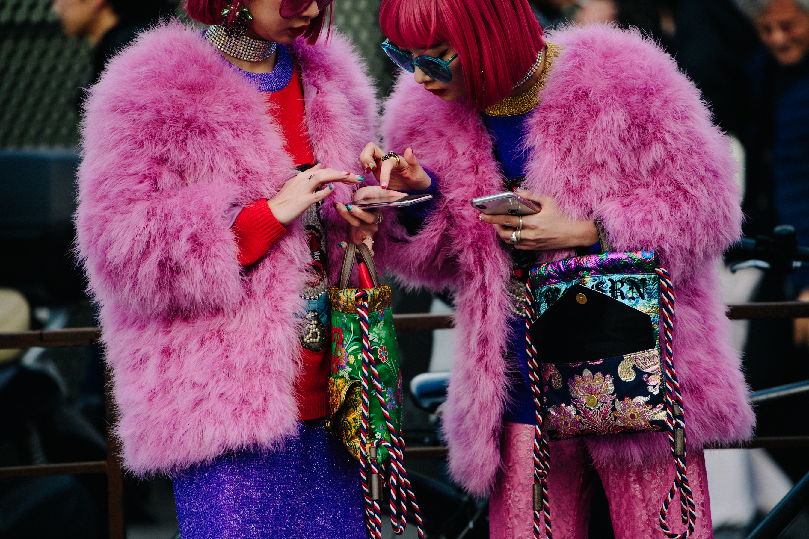 Two Asian women wearing all pink