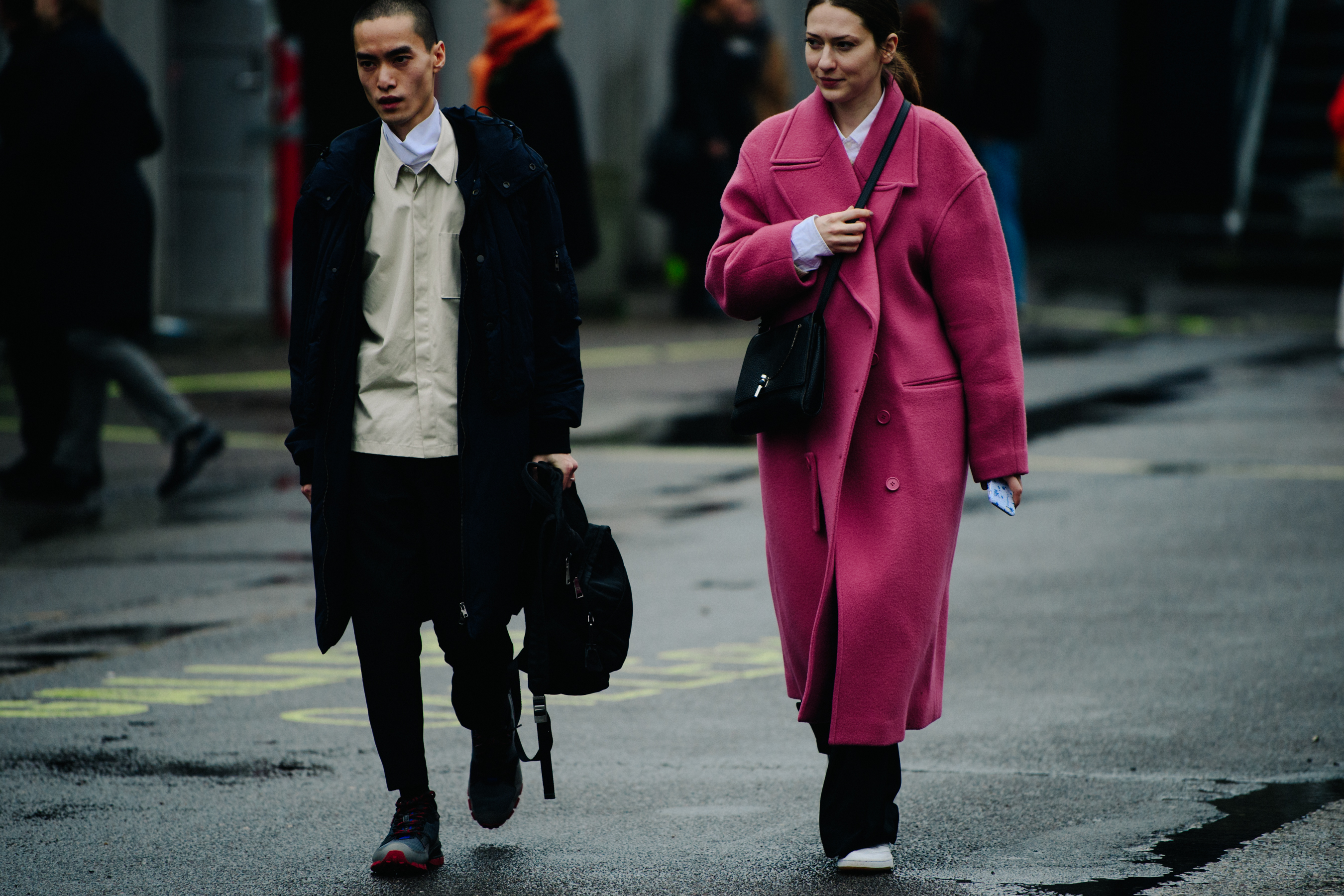 Couple wearing thick winter coats