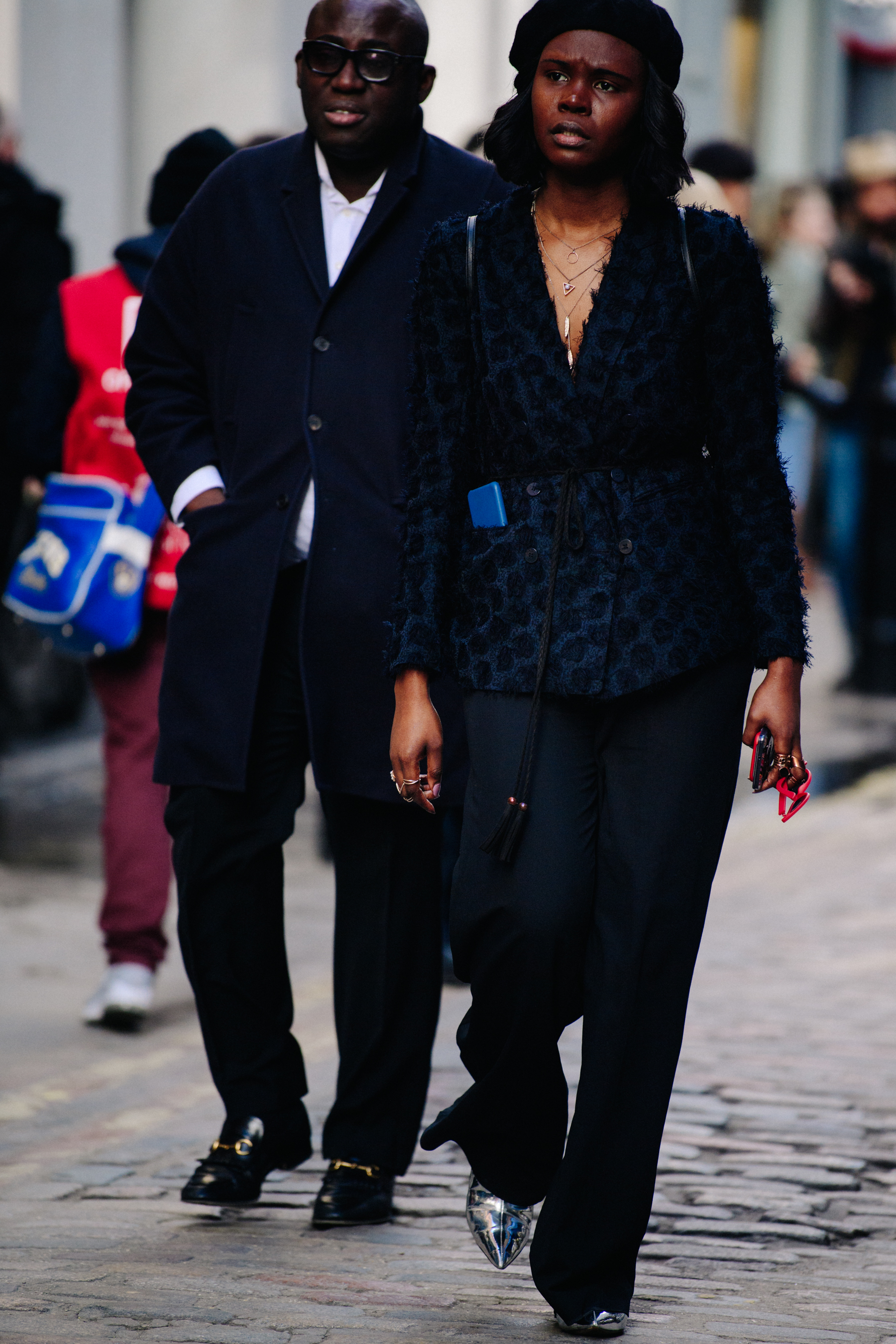 Couple wearing dark suits