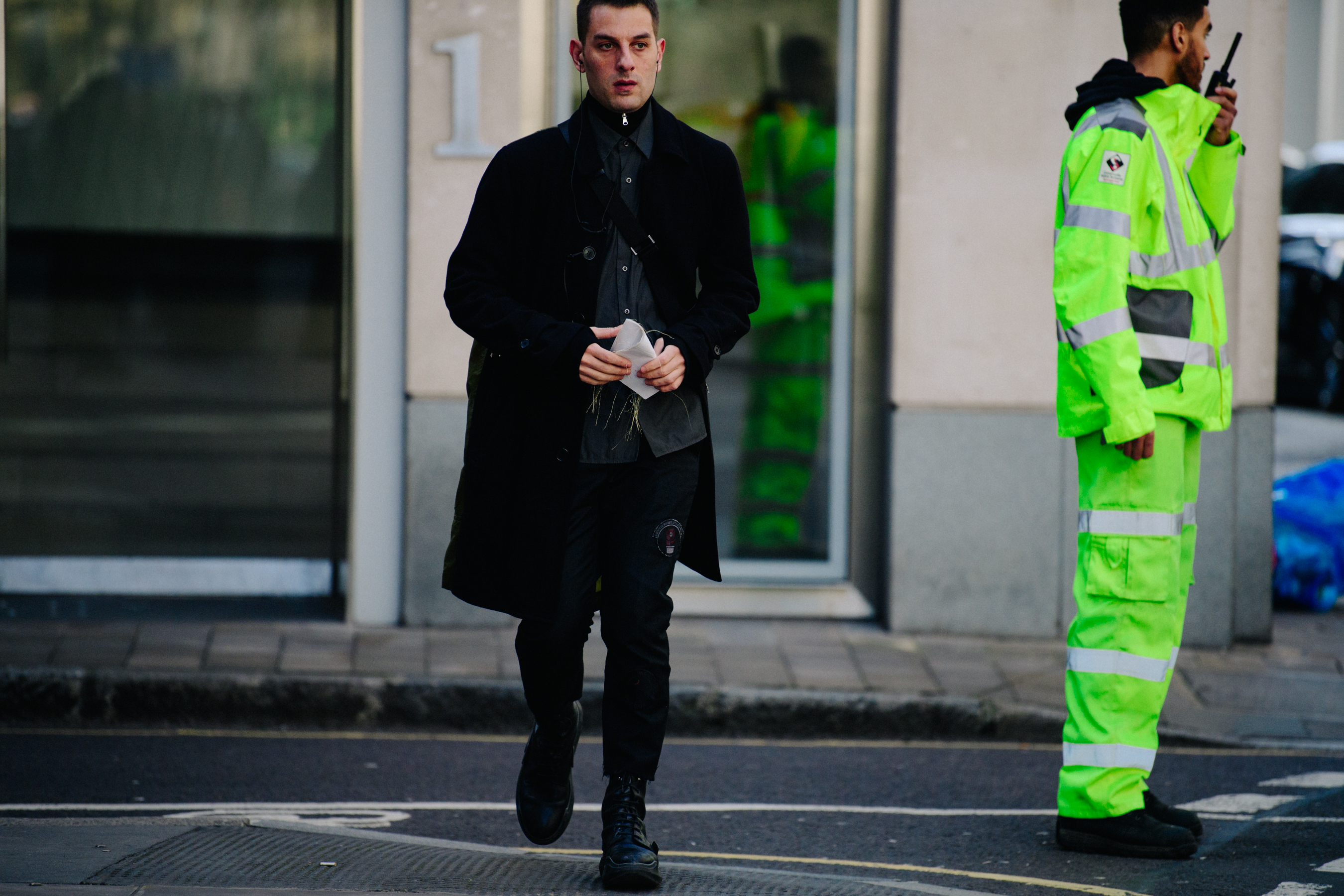Man wearing black outfit