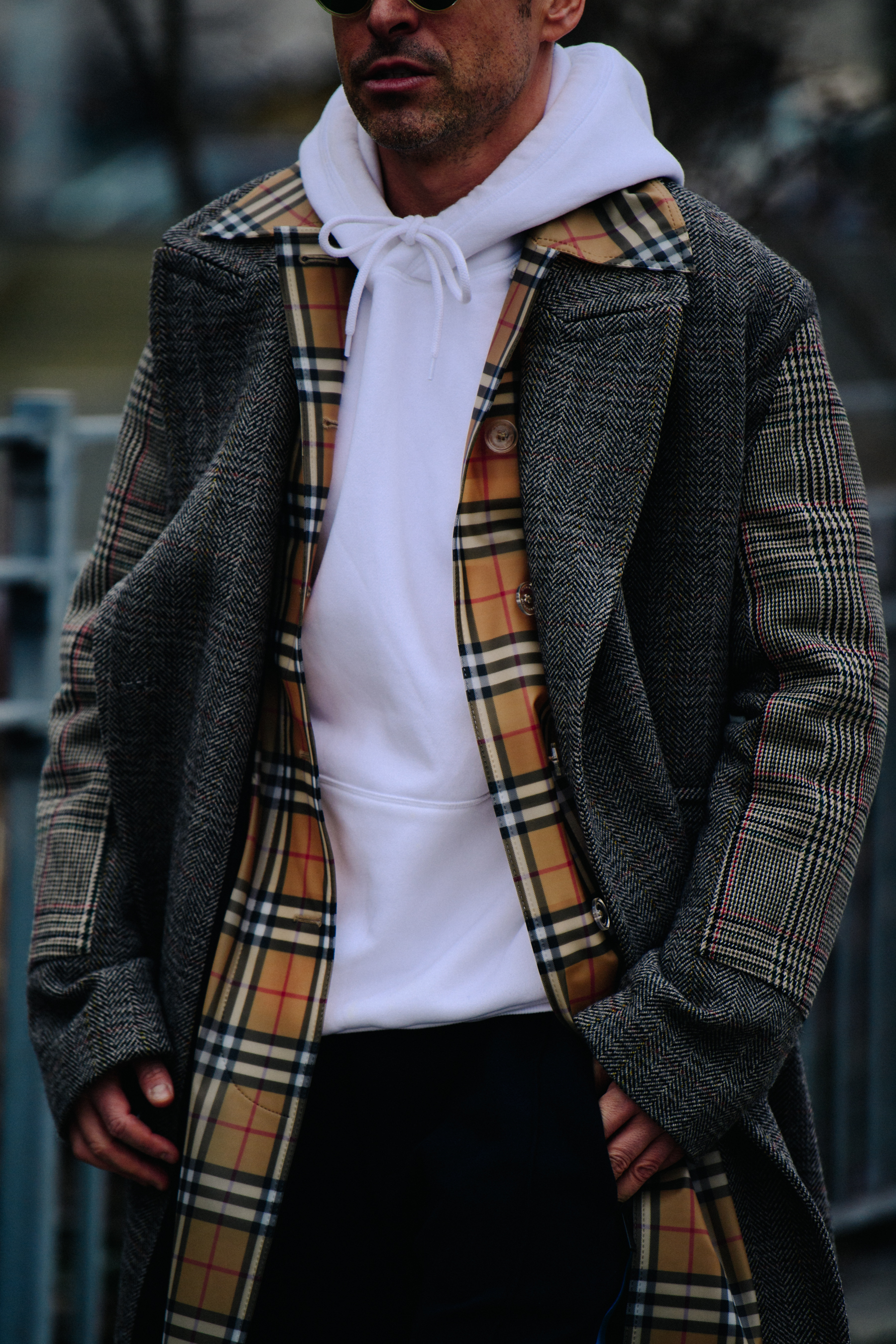 Man wearing Burberry jacket
