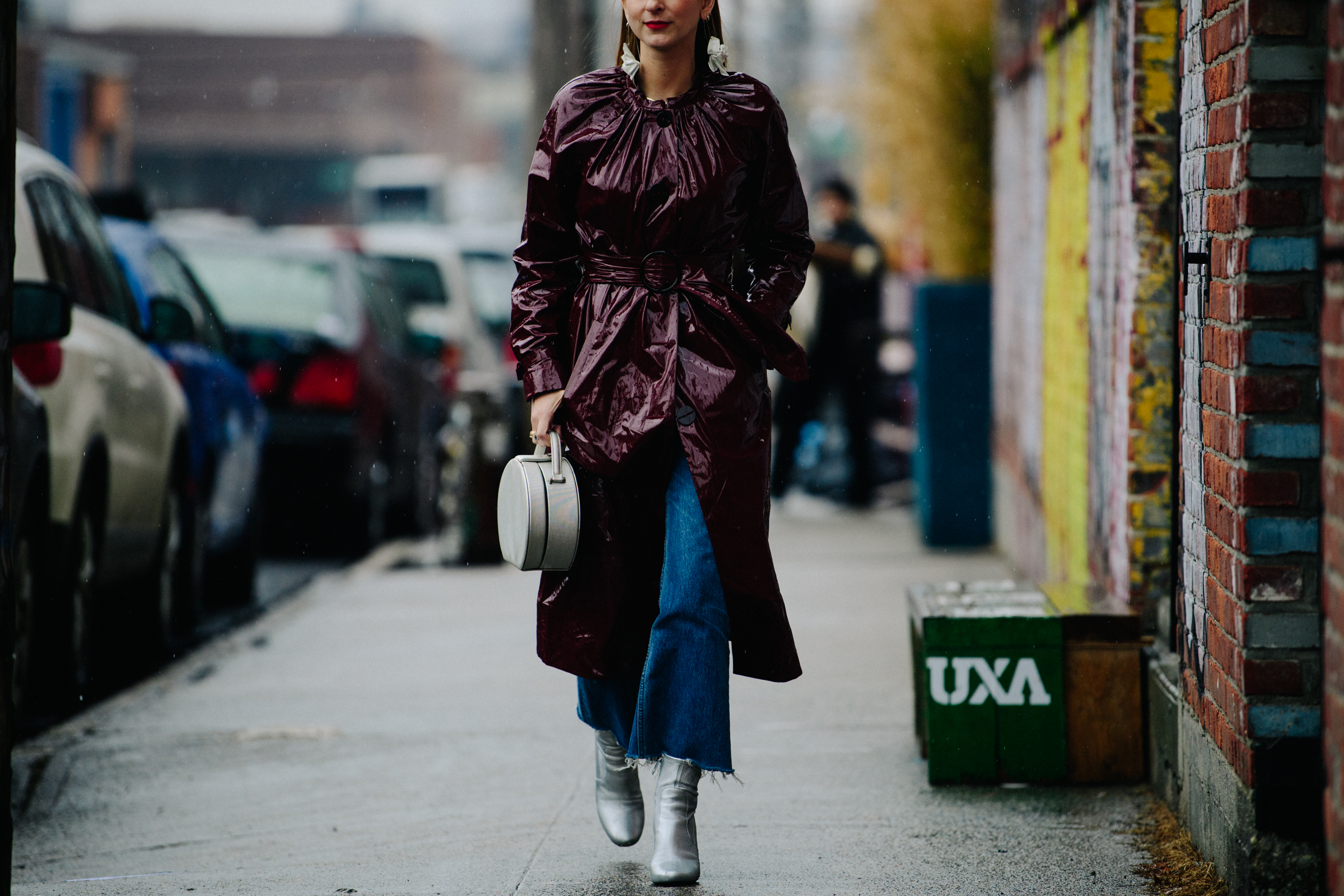 Woman carrying white bag