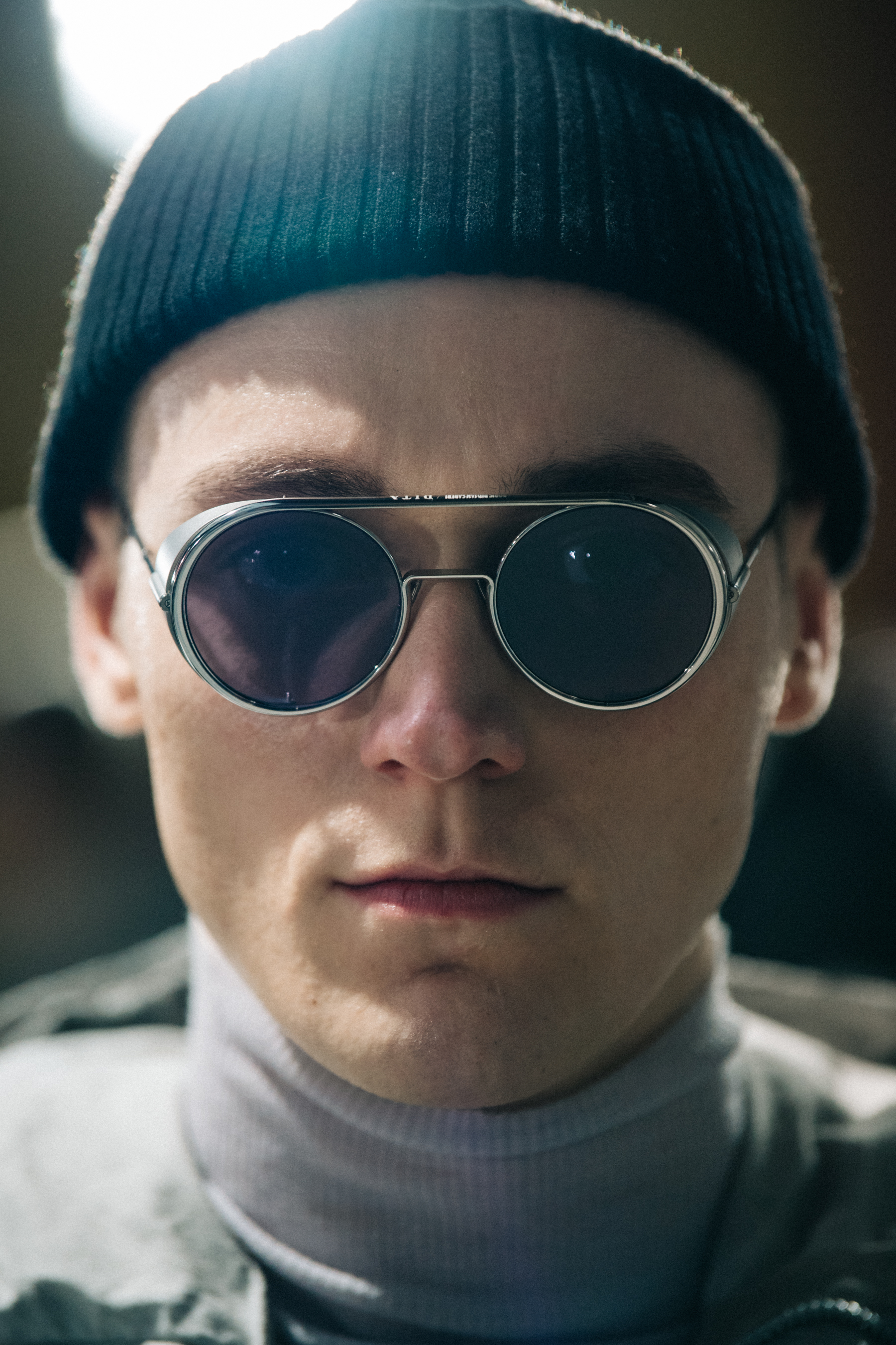 Portrait of model wearing Boris Bidjan Saberi glasses