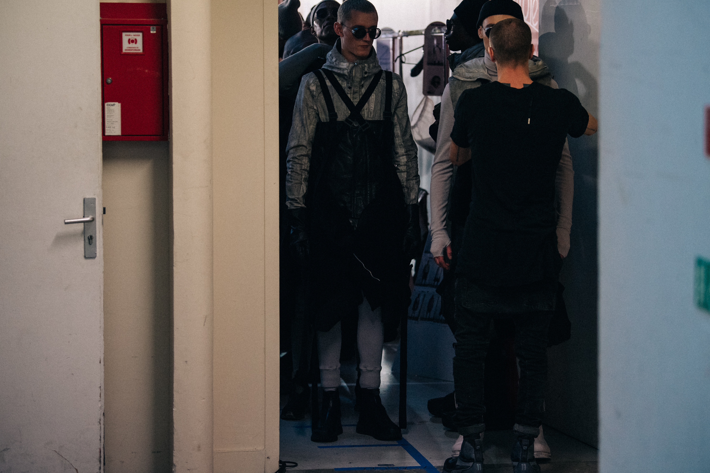 Models waiting in lineup at Boris Bidjan Saberi show