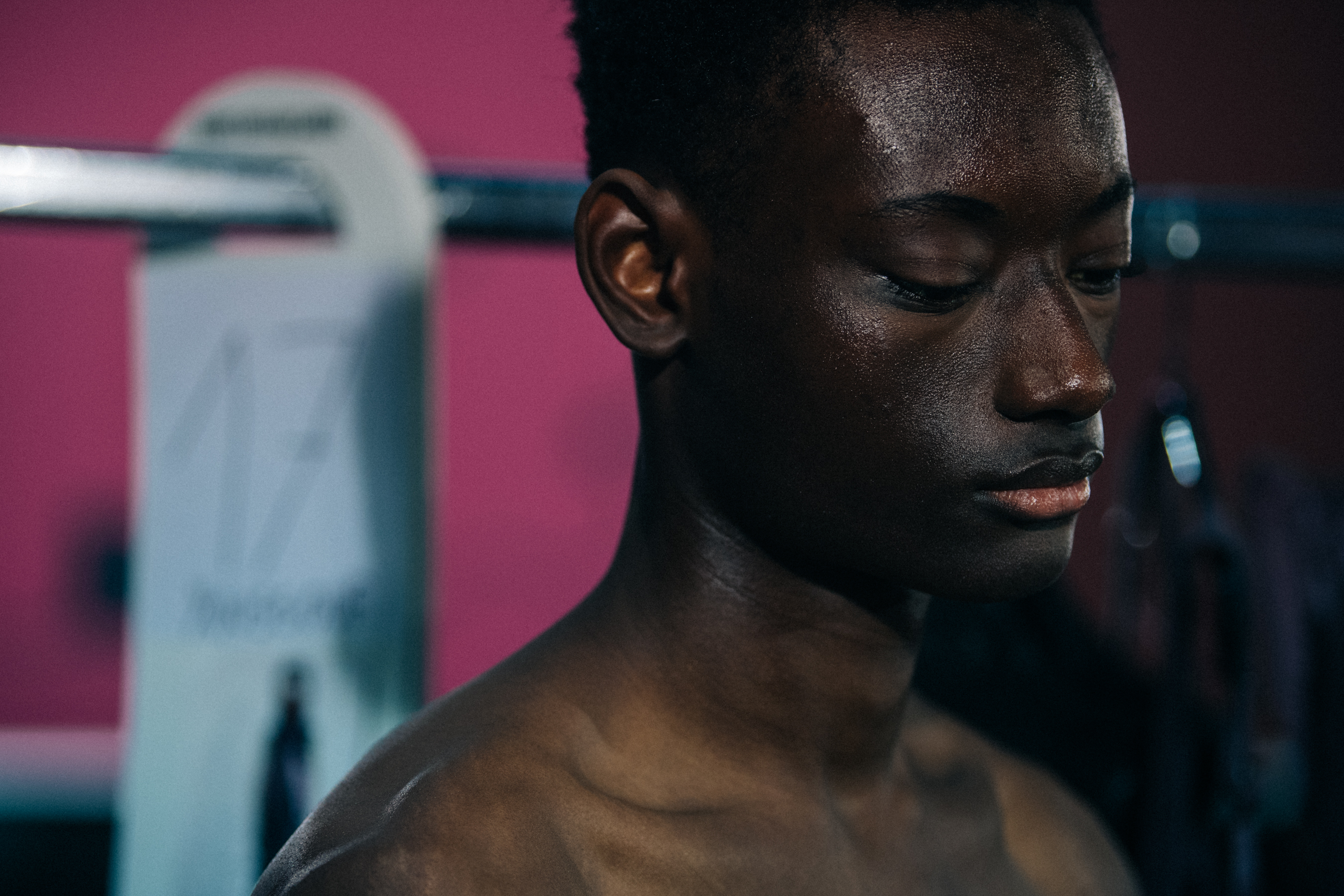 Black model waiting backstage