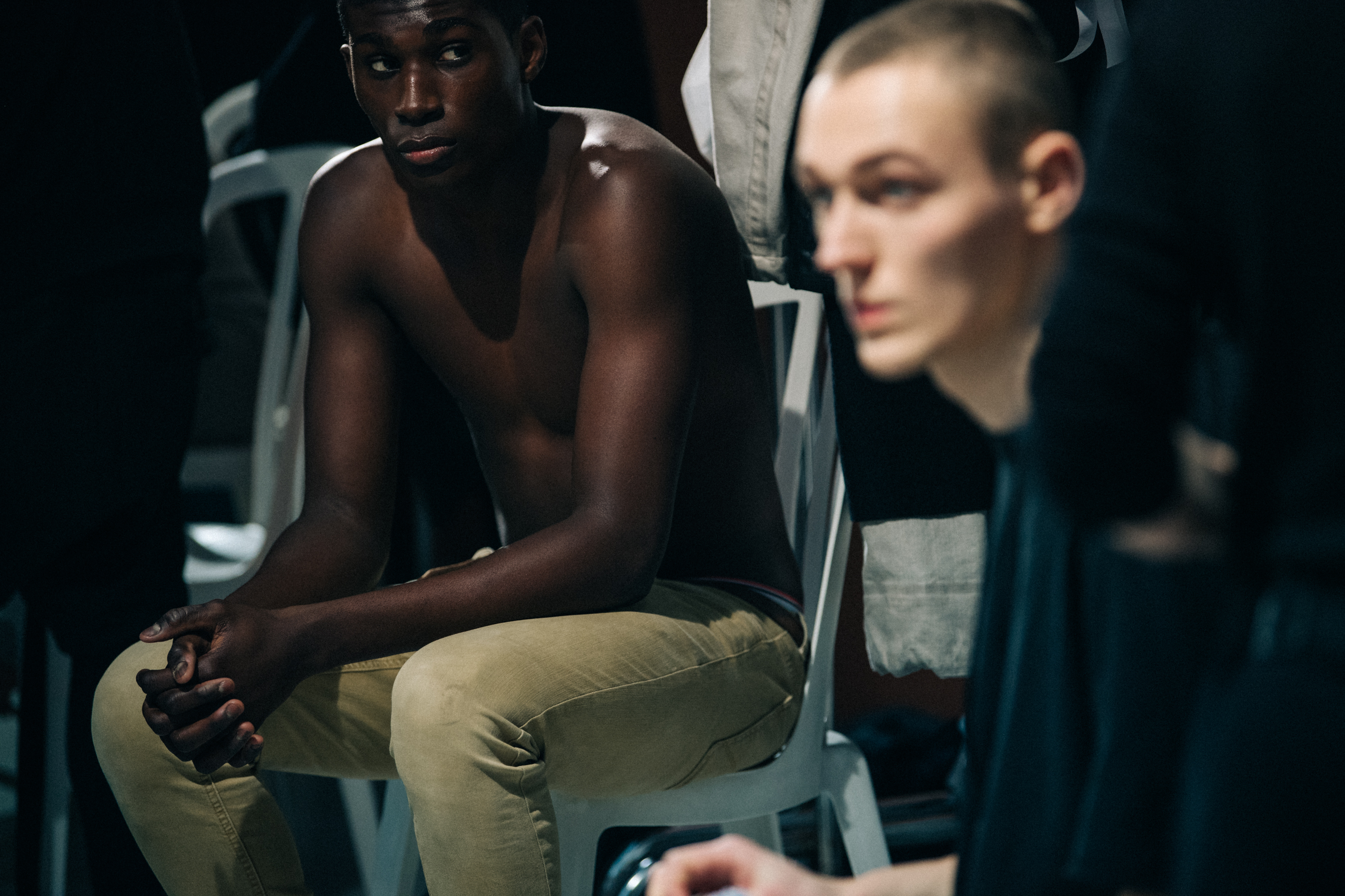 Model waiting backstage