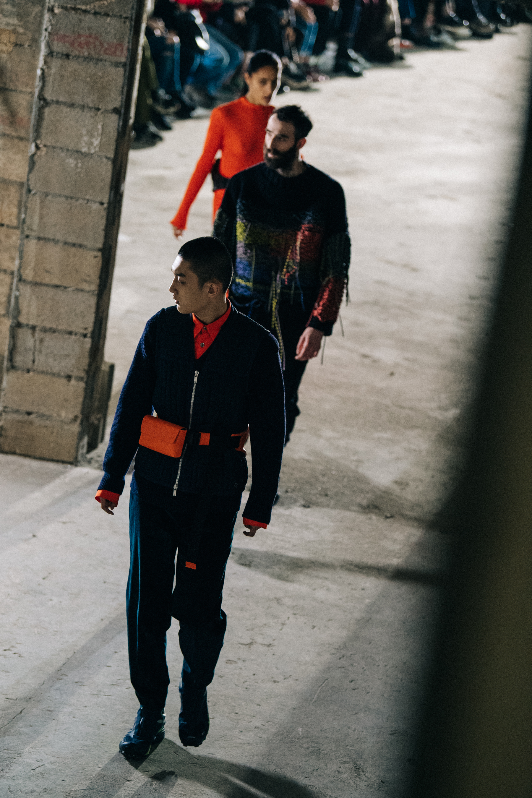 Models leaving runway at Etudes Studio