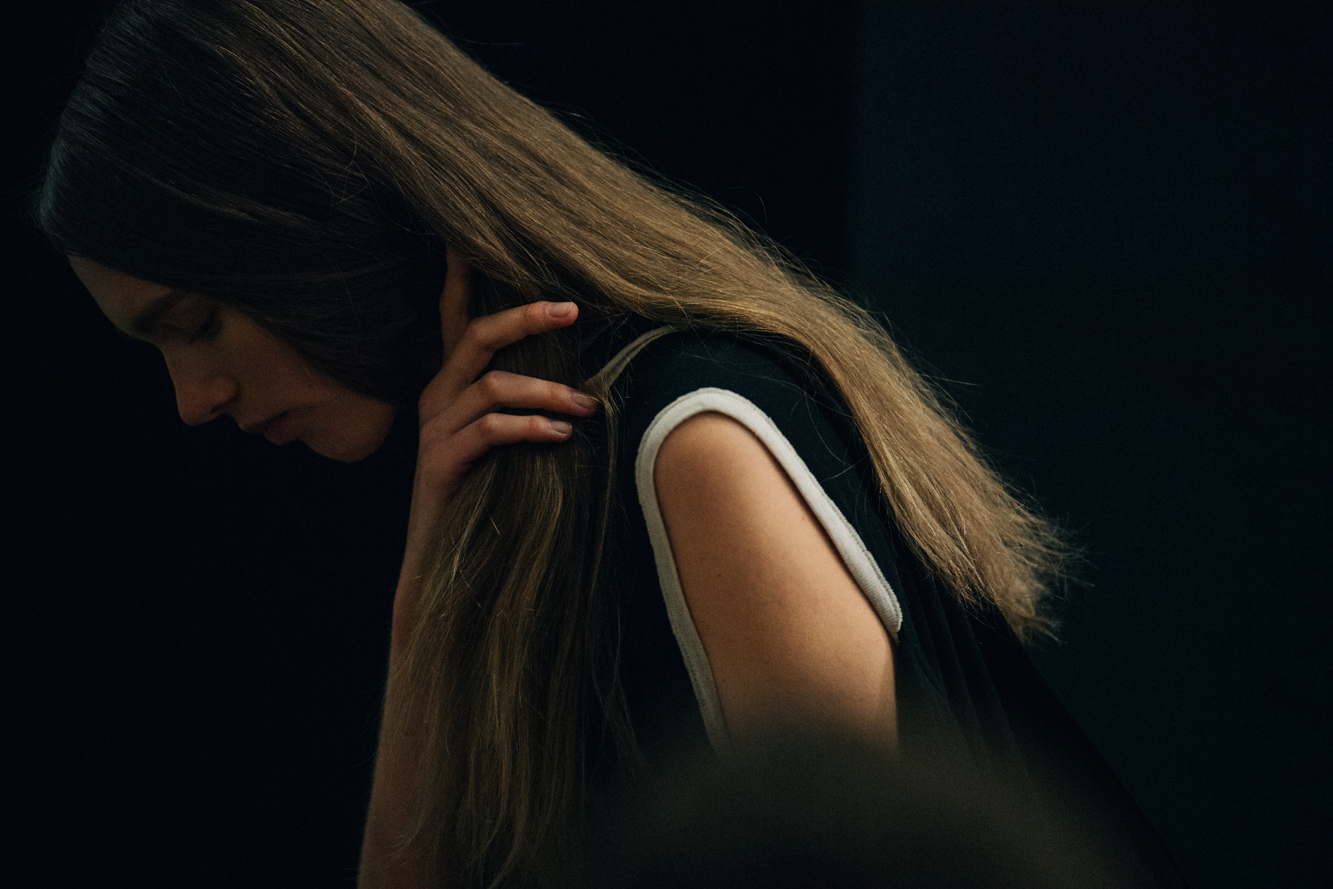 Model in hair and makeup at JW Anderson