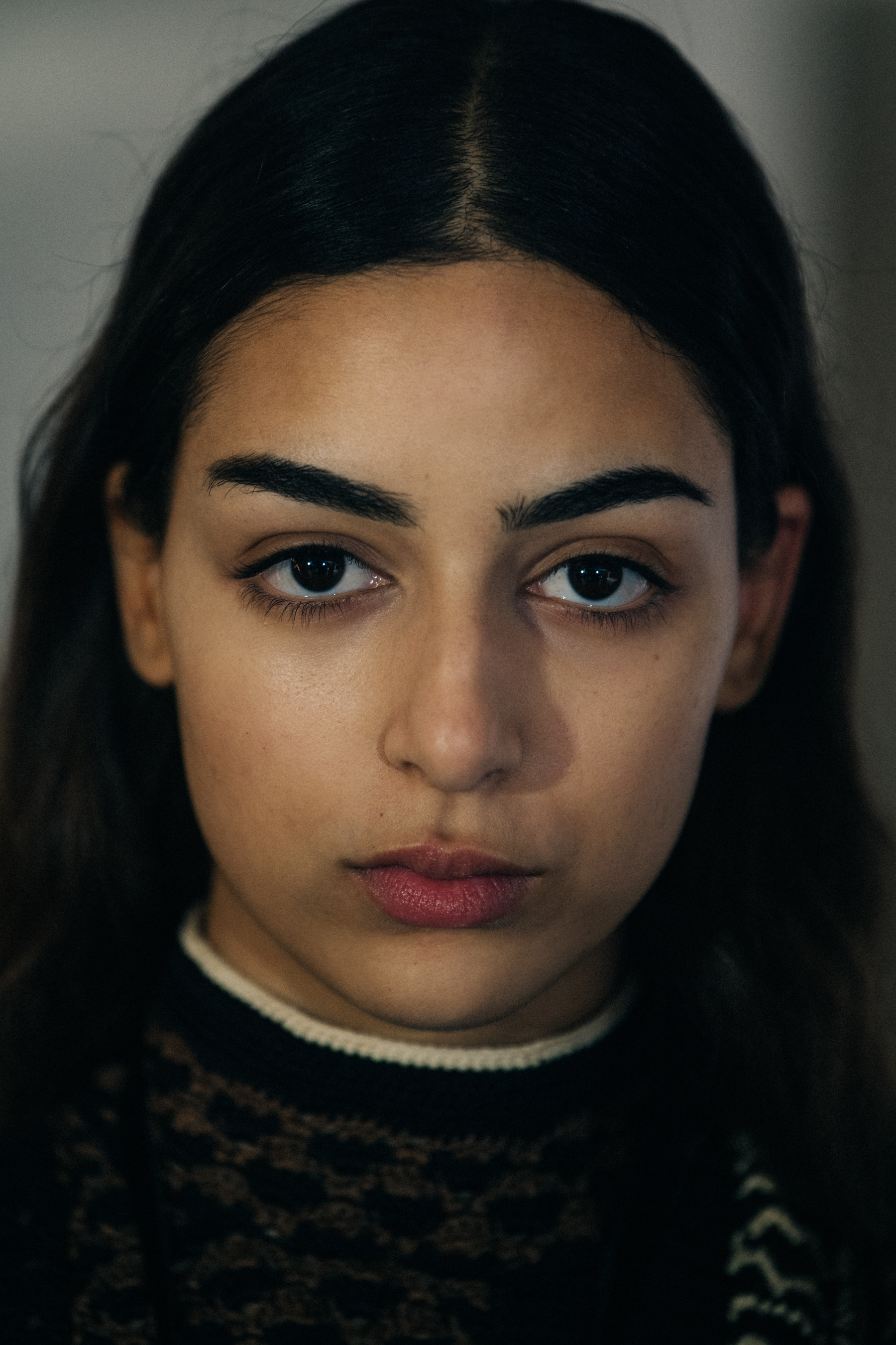 Portrait of model with olive skin