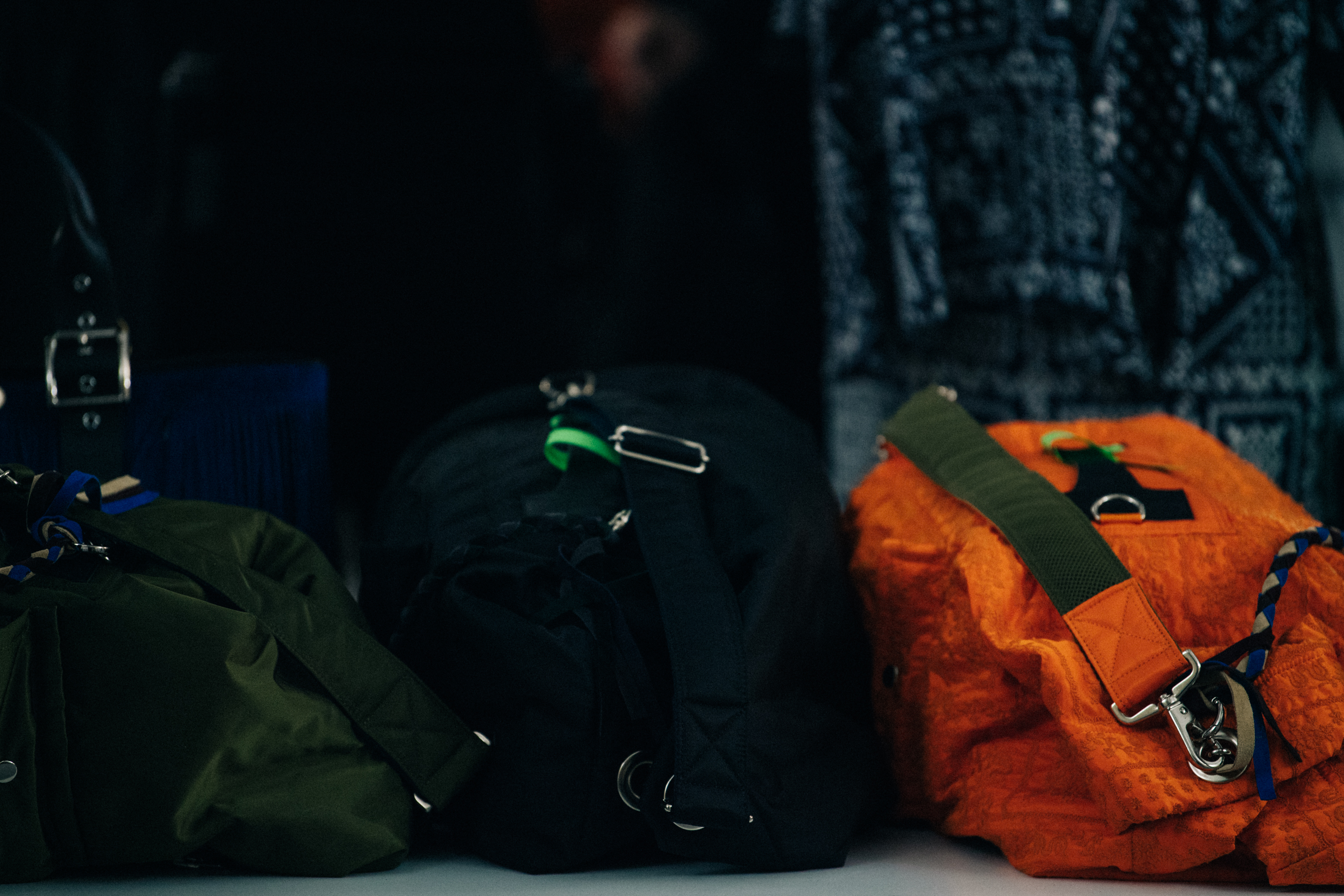 Sacai bags backstage