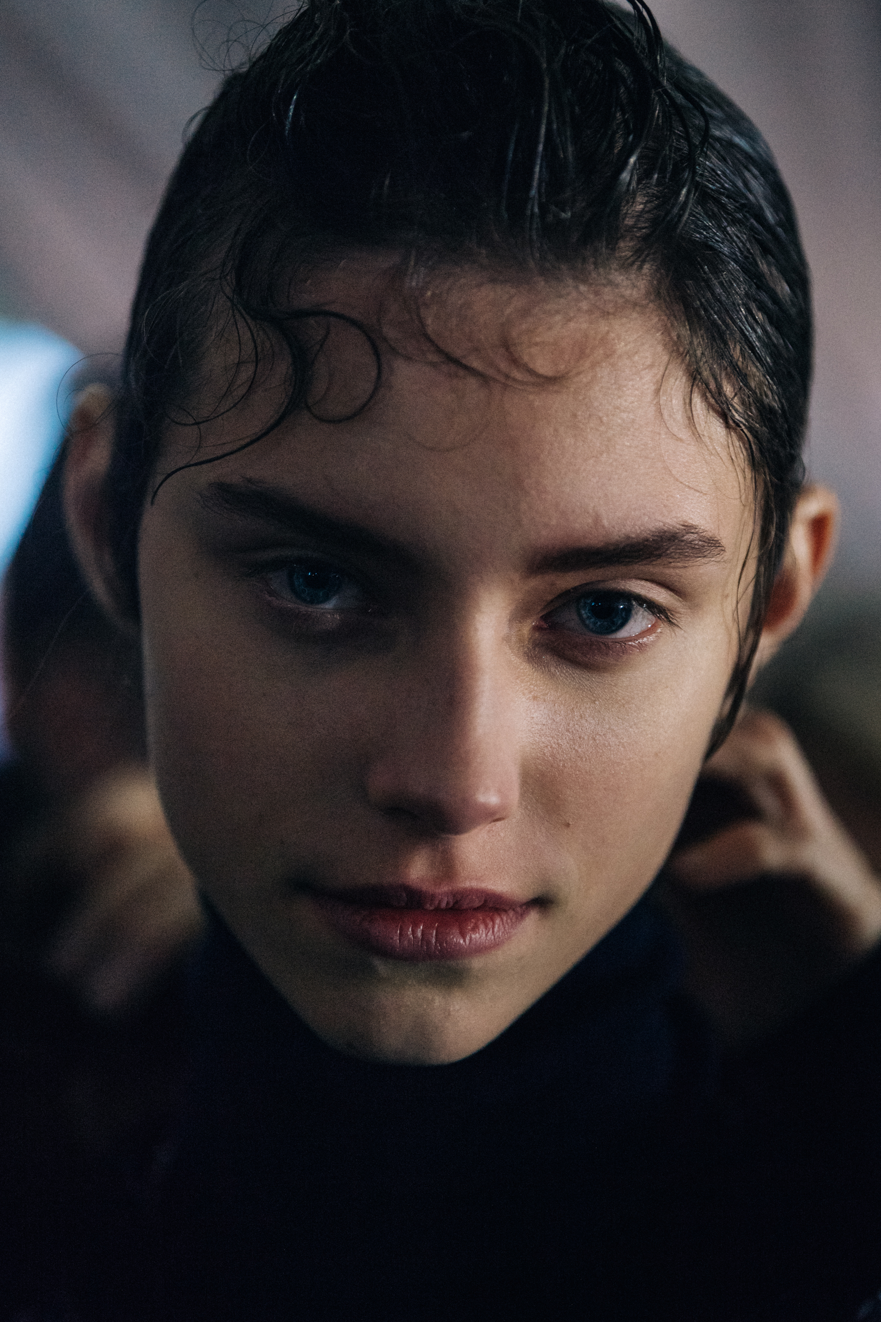 Portrait of model with blue eyes