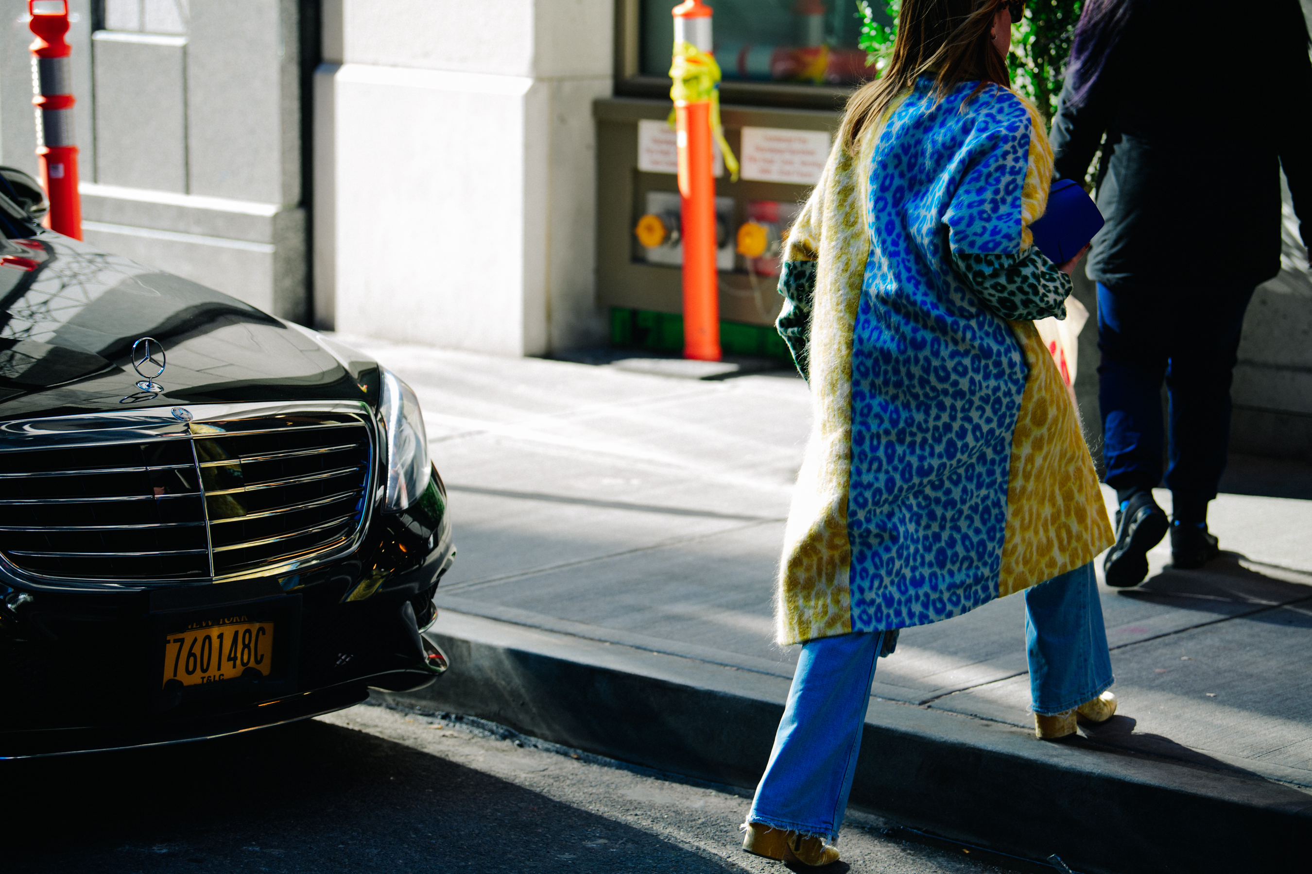 Woman wearing colourful coat