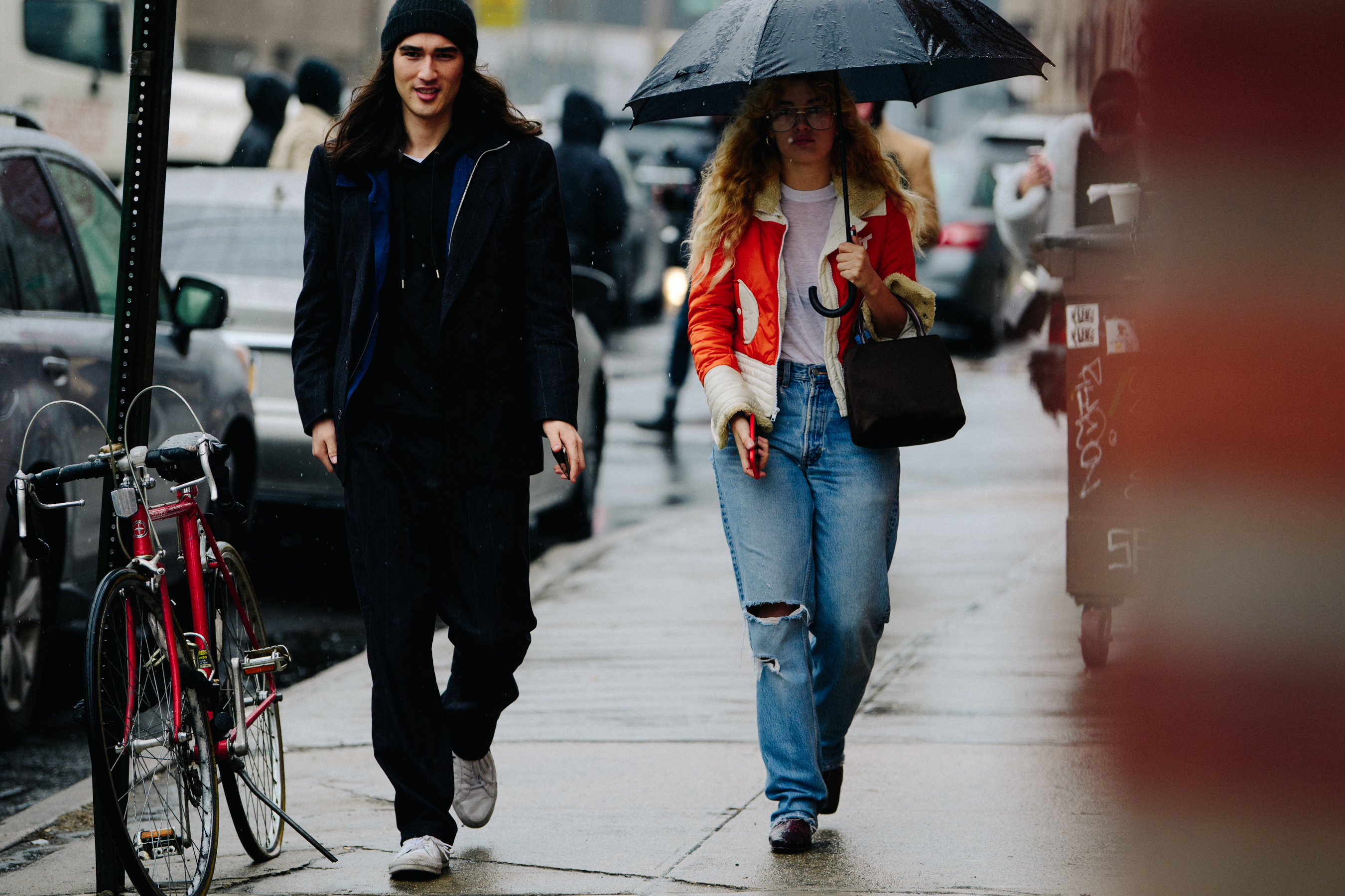 Couple wearing light jackets