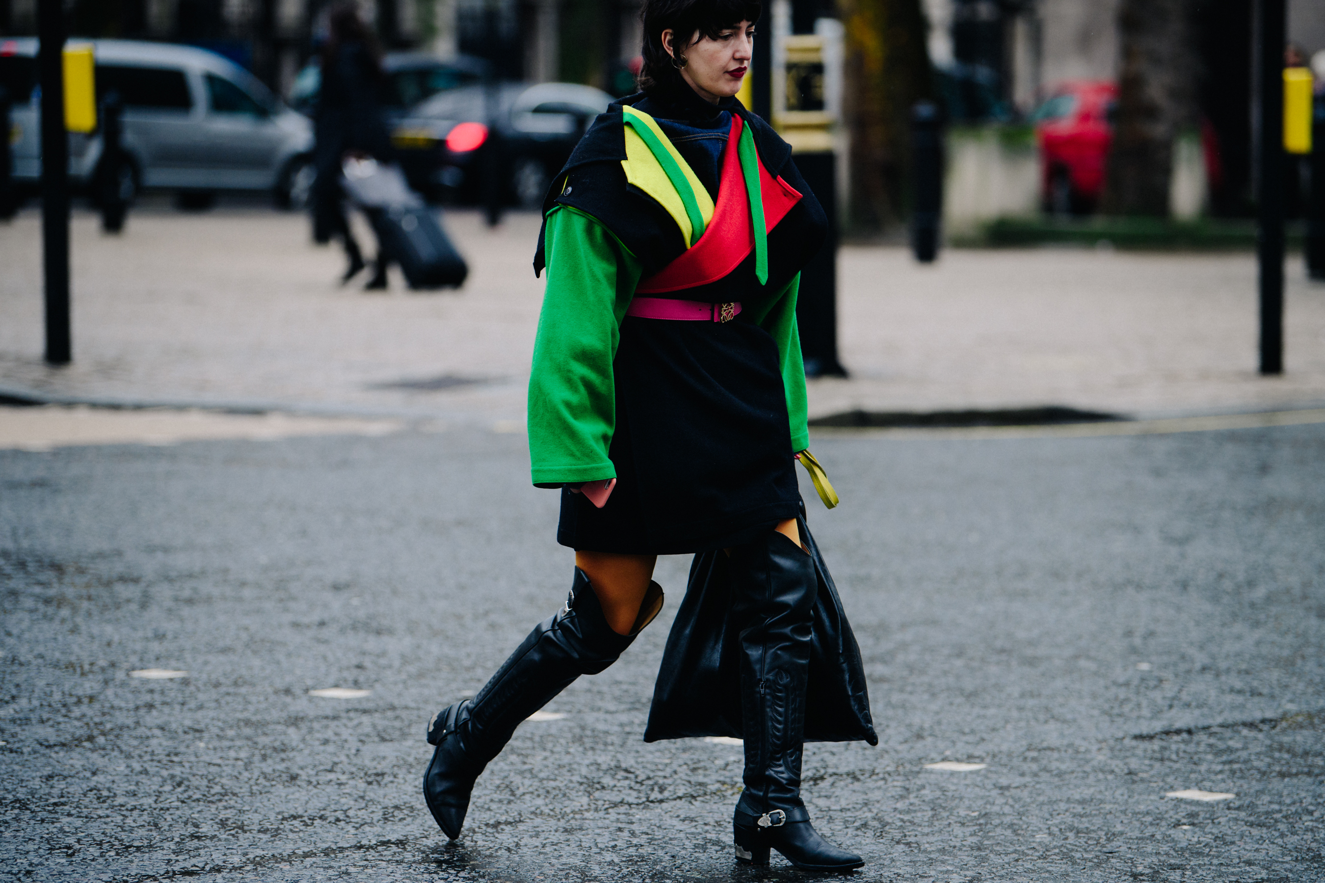 Woman wearing colourful jacket