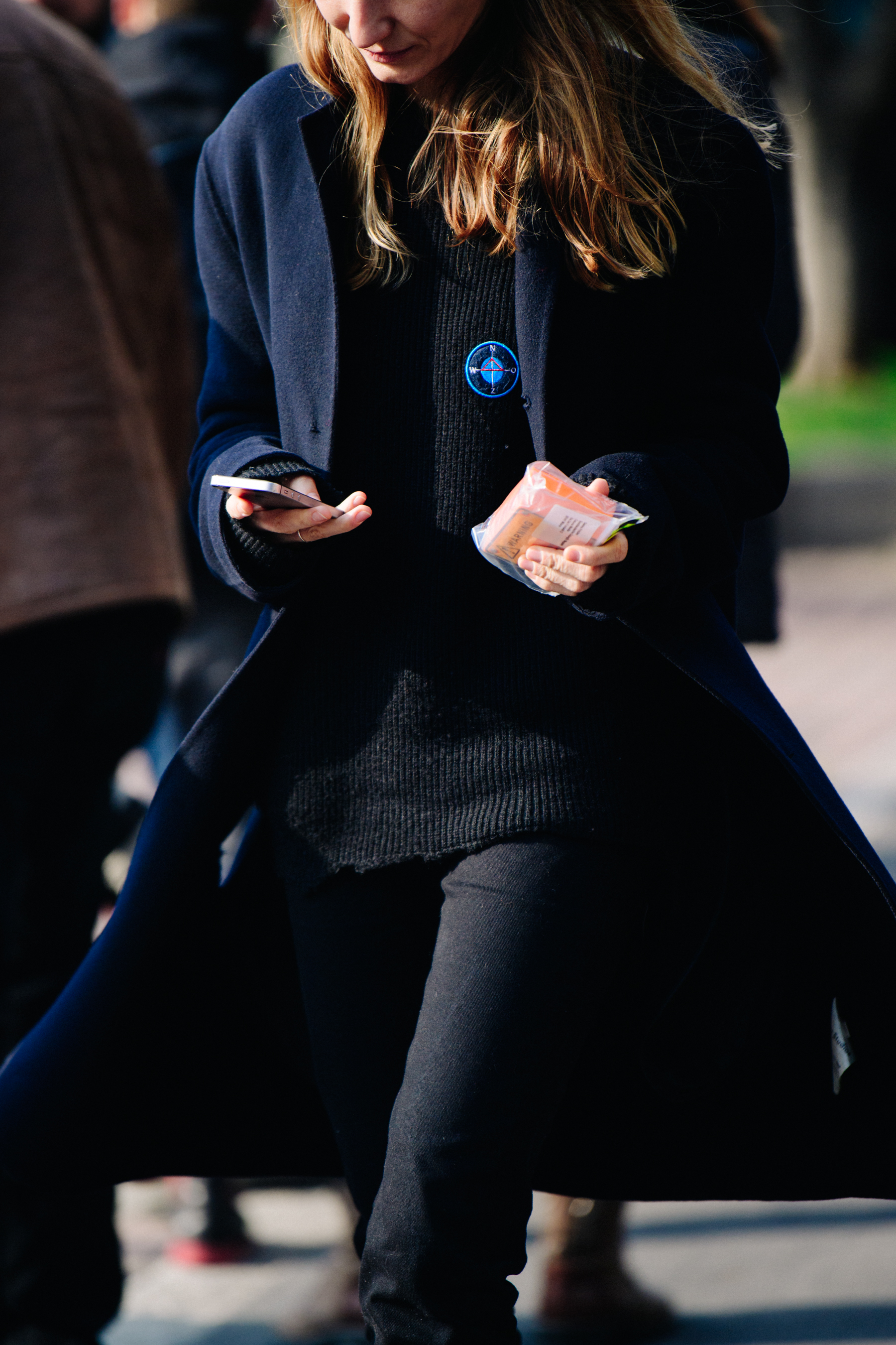 Woman wearing Raf Simons jumper