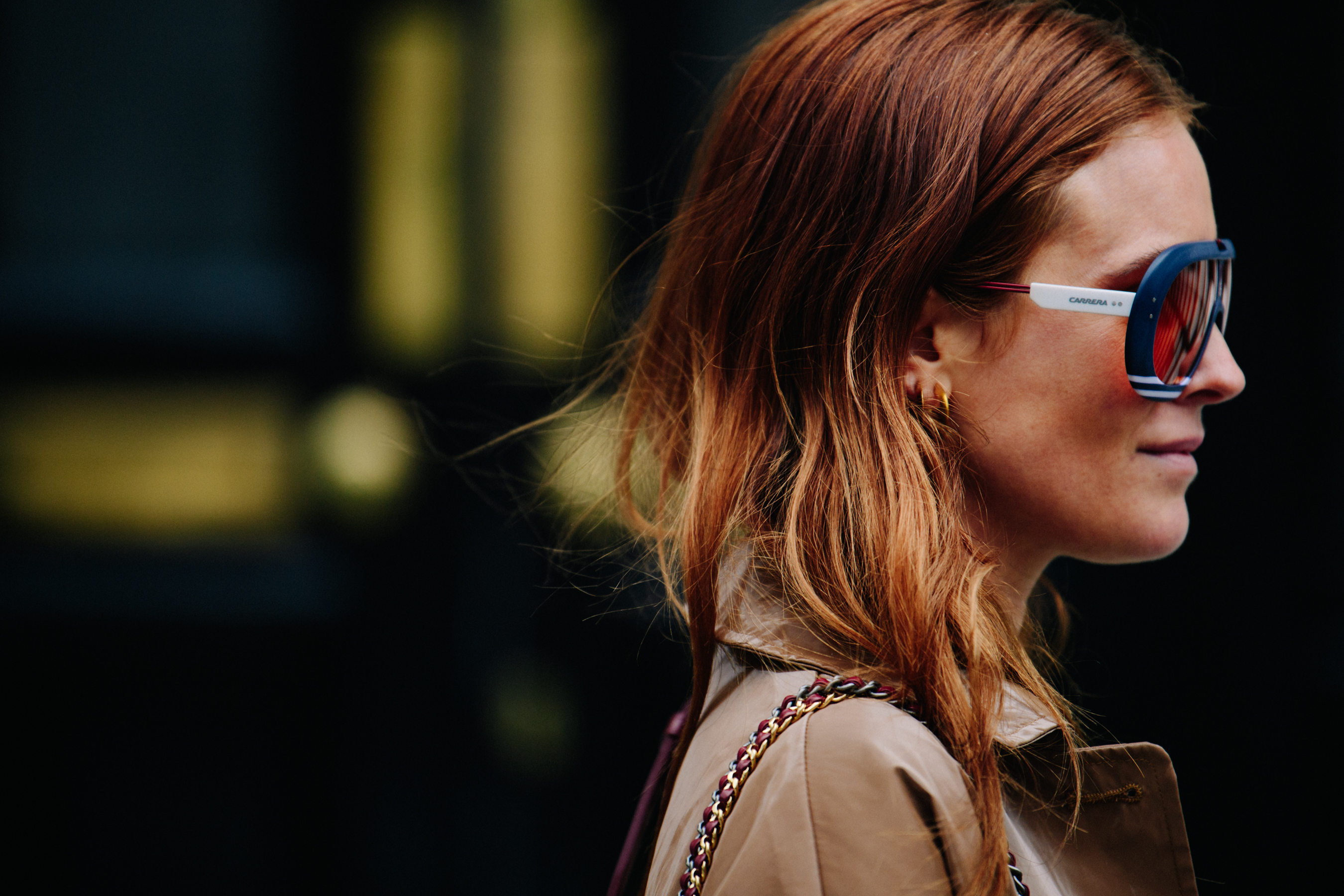 Woman wearing Carrera sunglasses