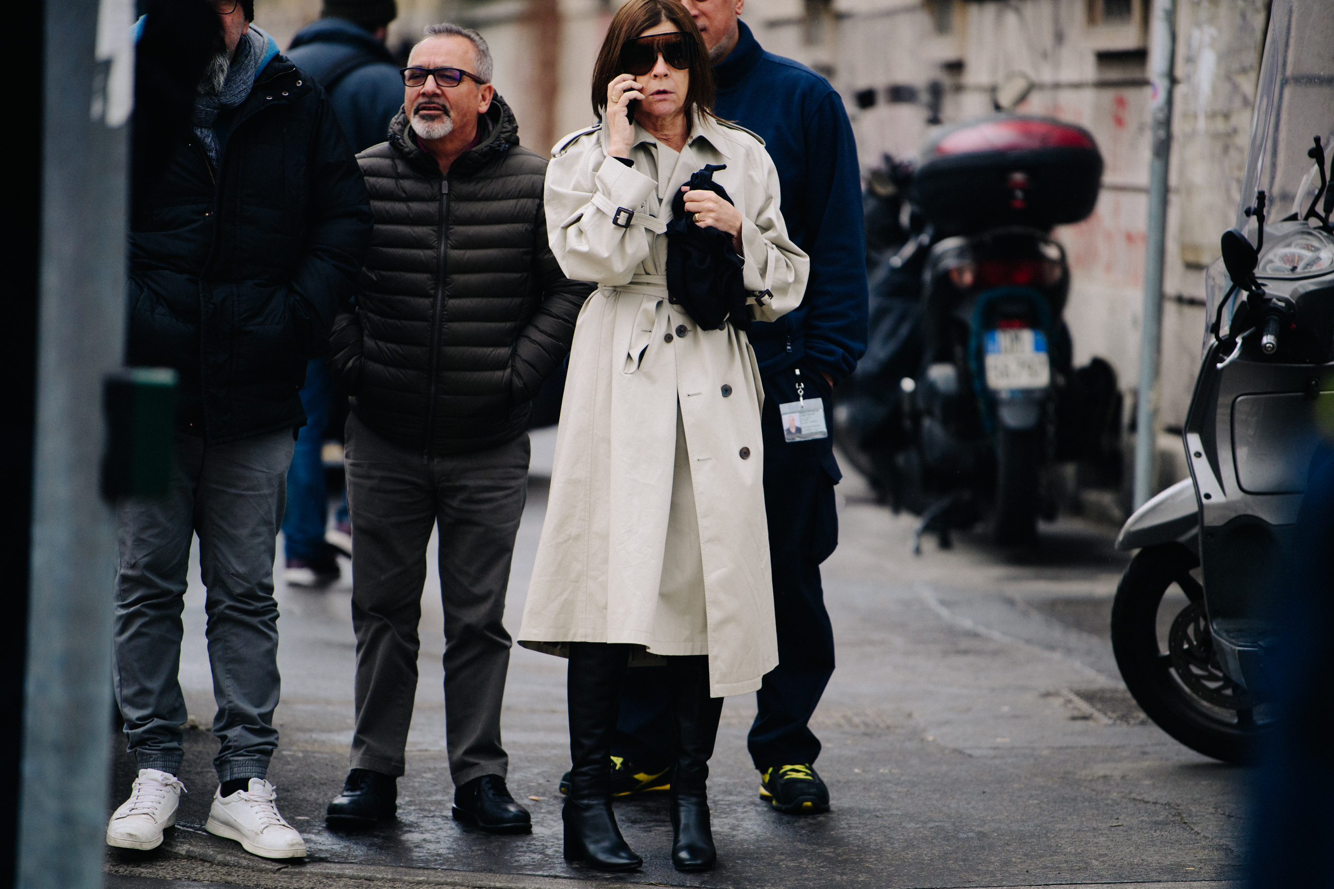 French woman wearing grey coat