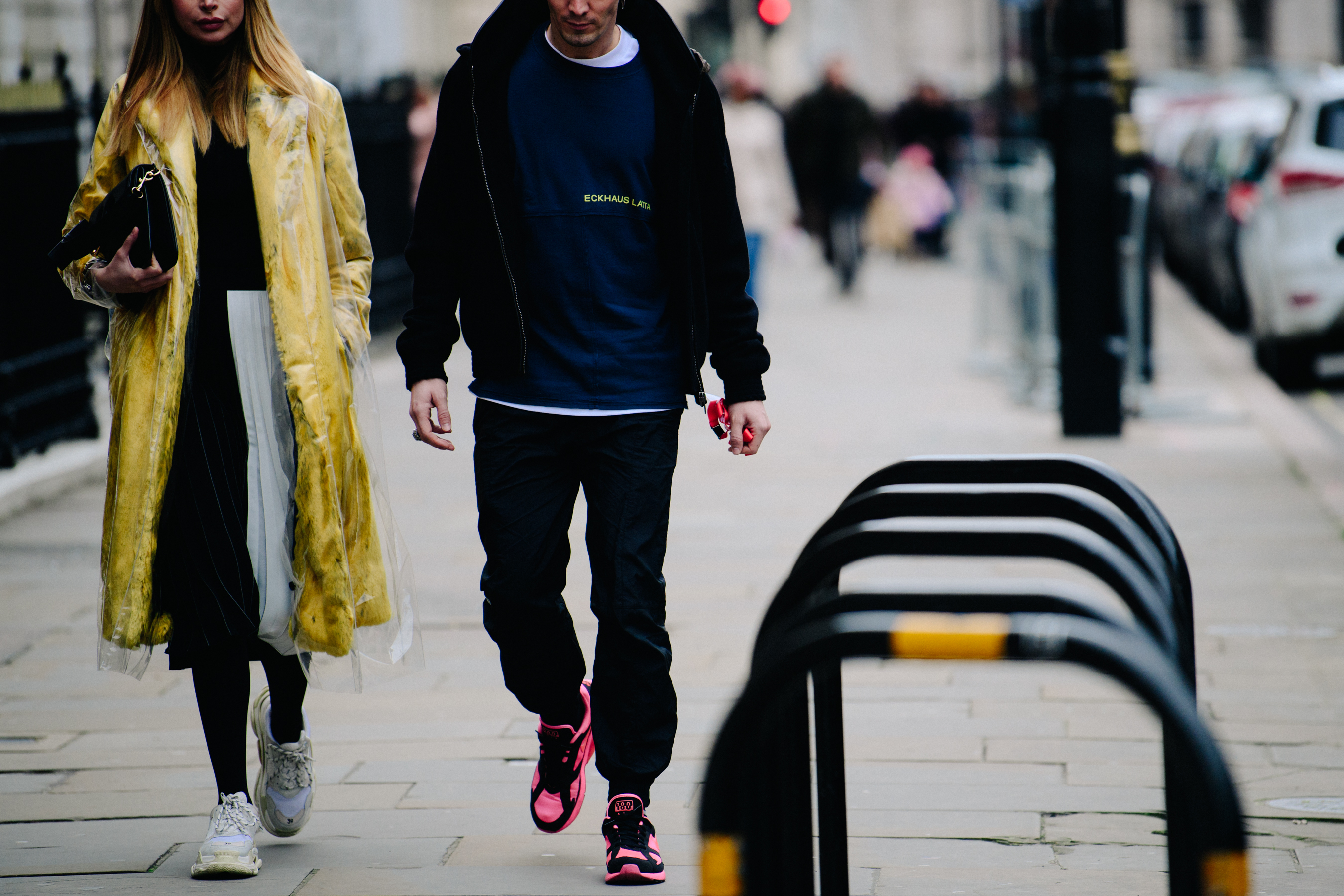 Couple wearing chunky sneakers