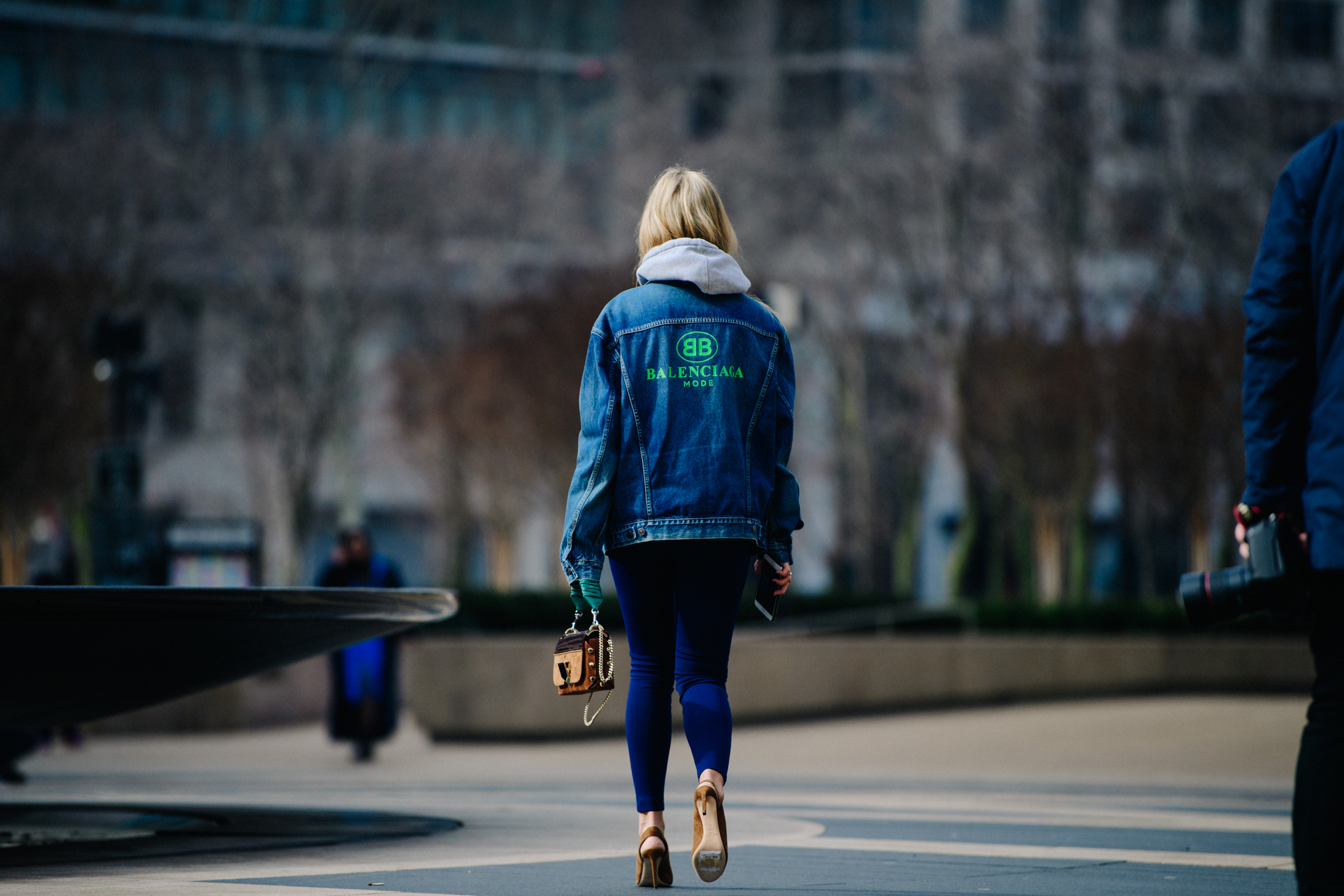 Woman wearing demim jacket
