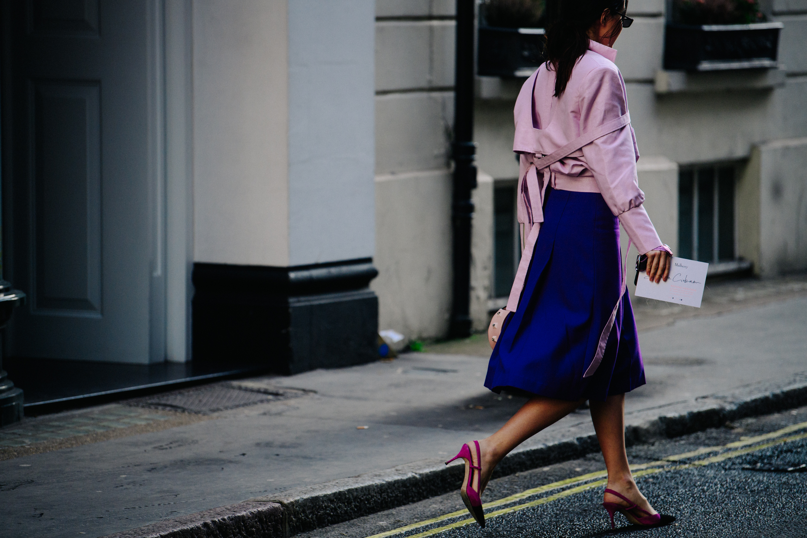 Italian blogger wearing pink jacket