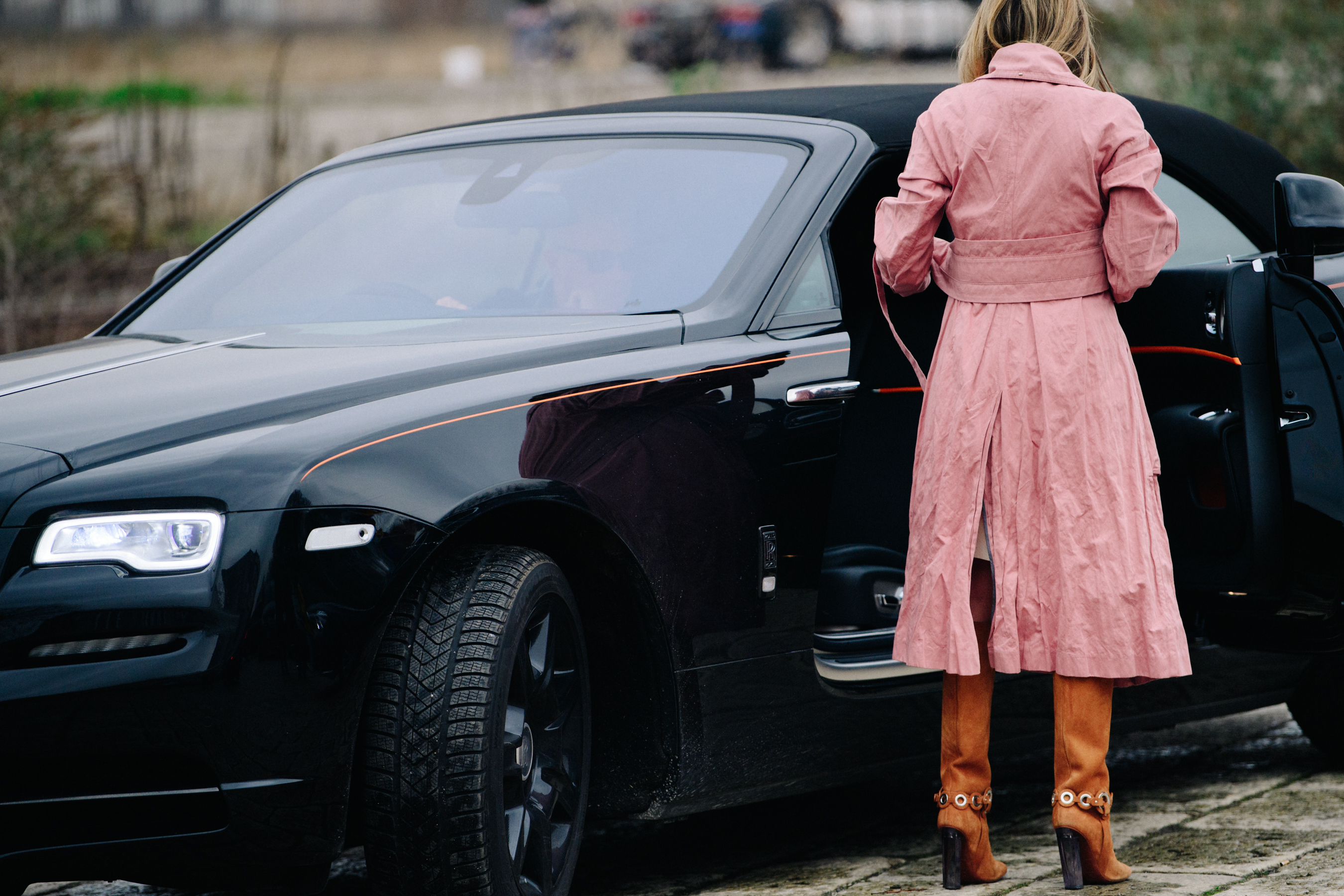 Woman wearing high leather boots