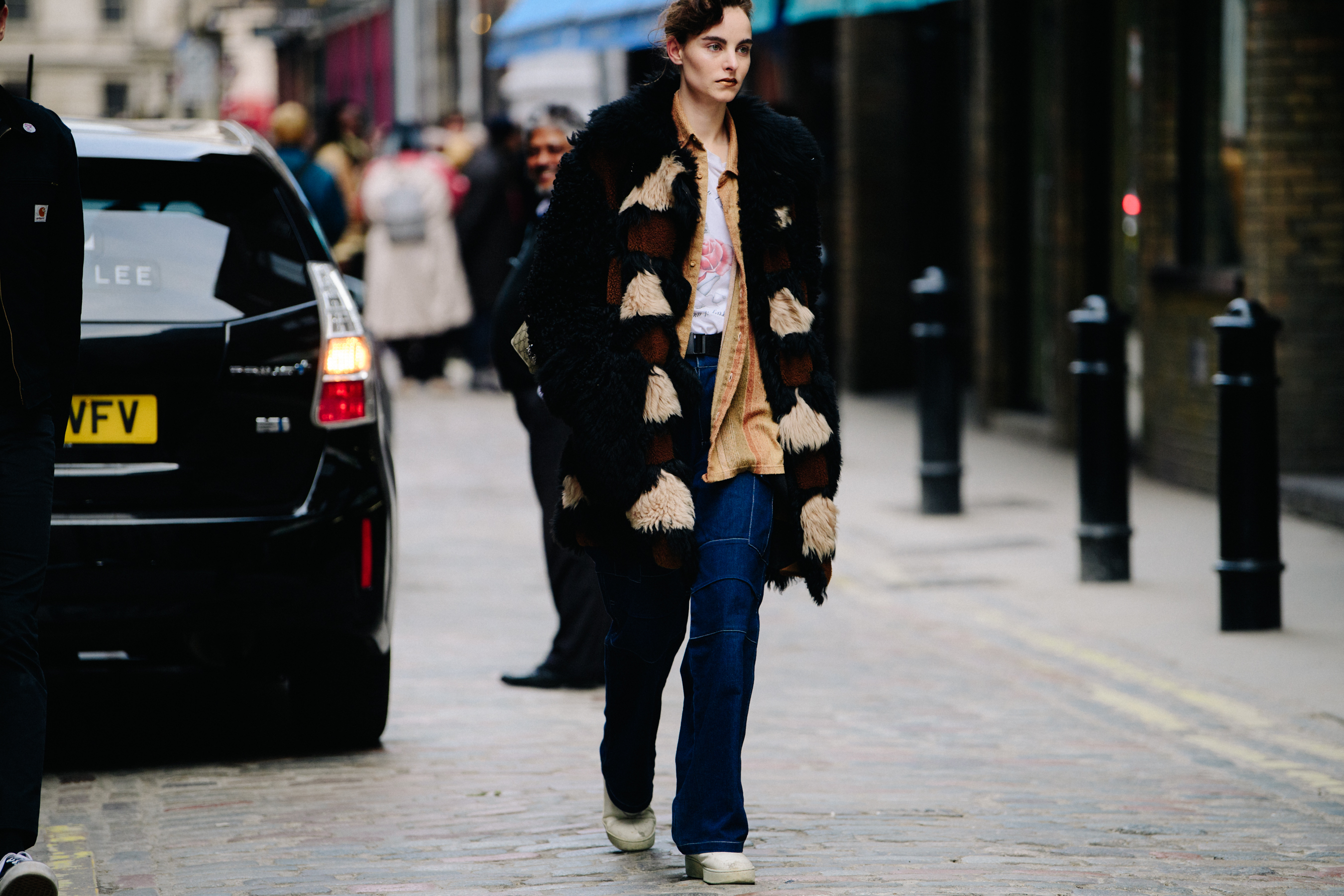 Dutch model wearing fur coat