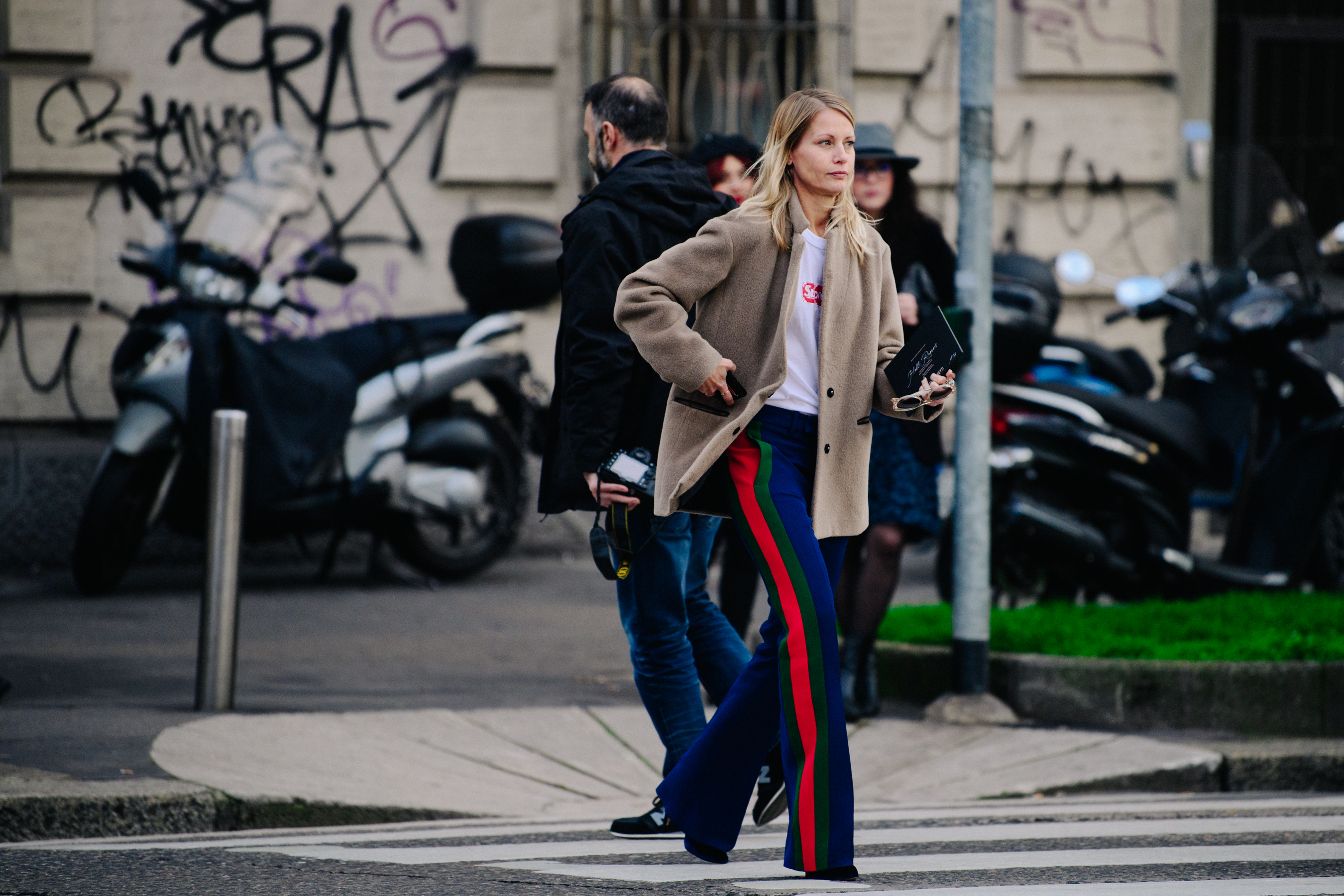 Women wearing Gucci pants