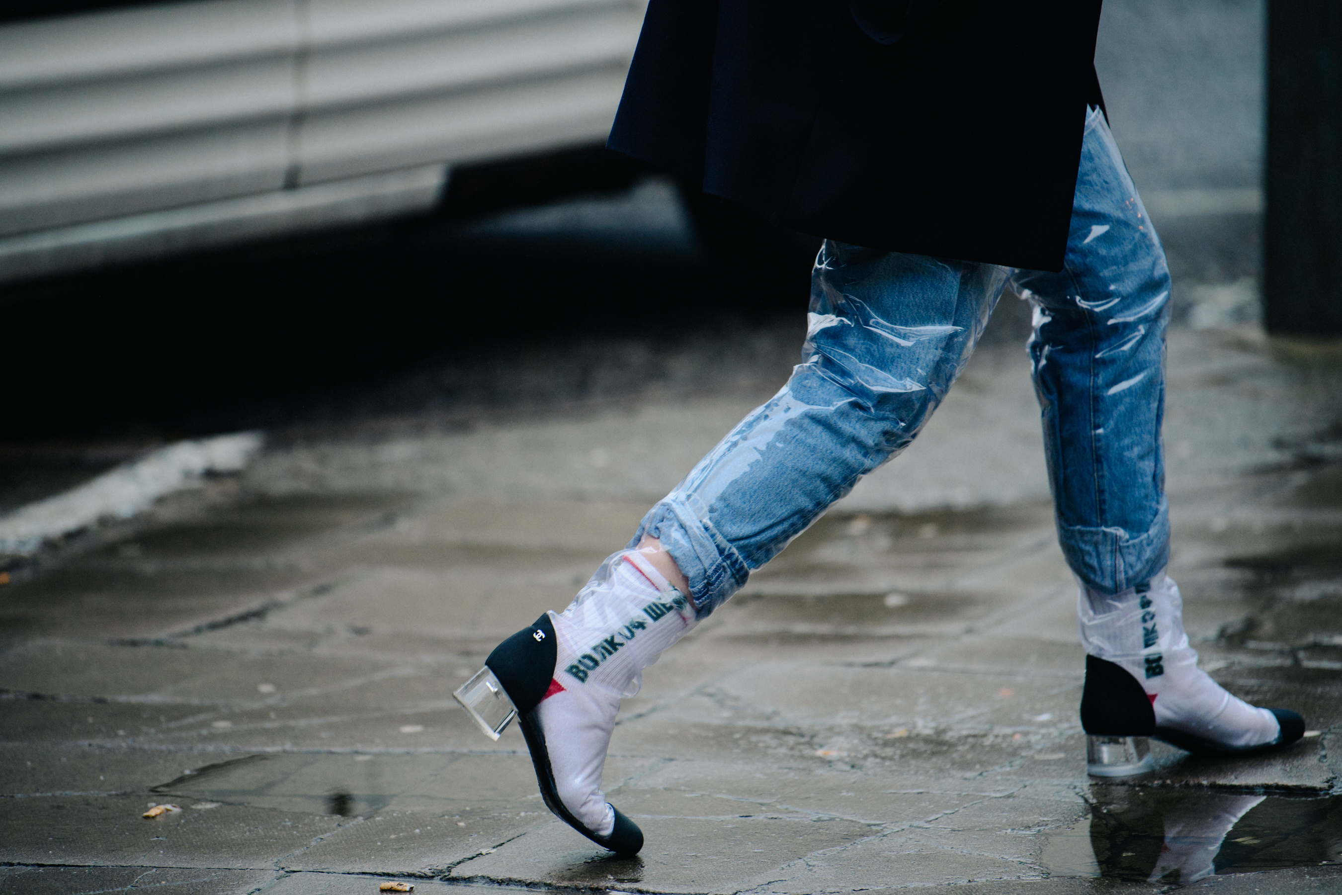 Norwegian blogger wearing plastic Chanel boots