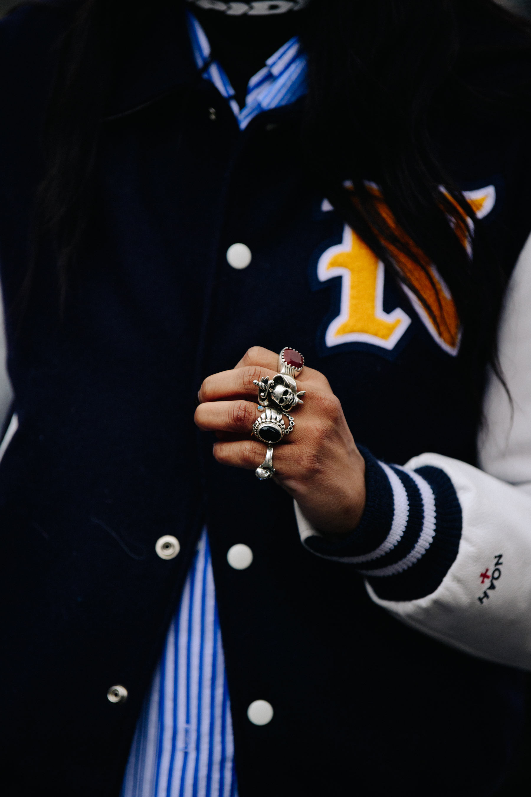 Woman wearing silver rings