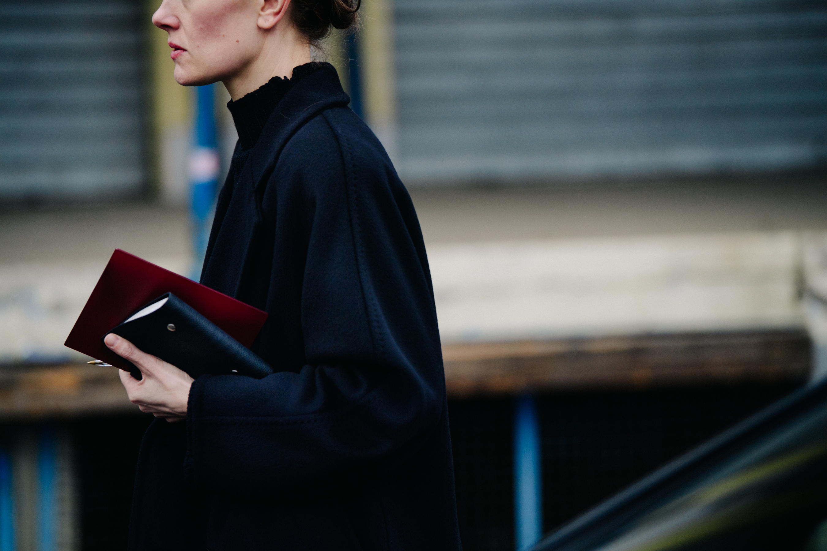 Editor wearing dark wool coat