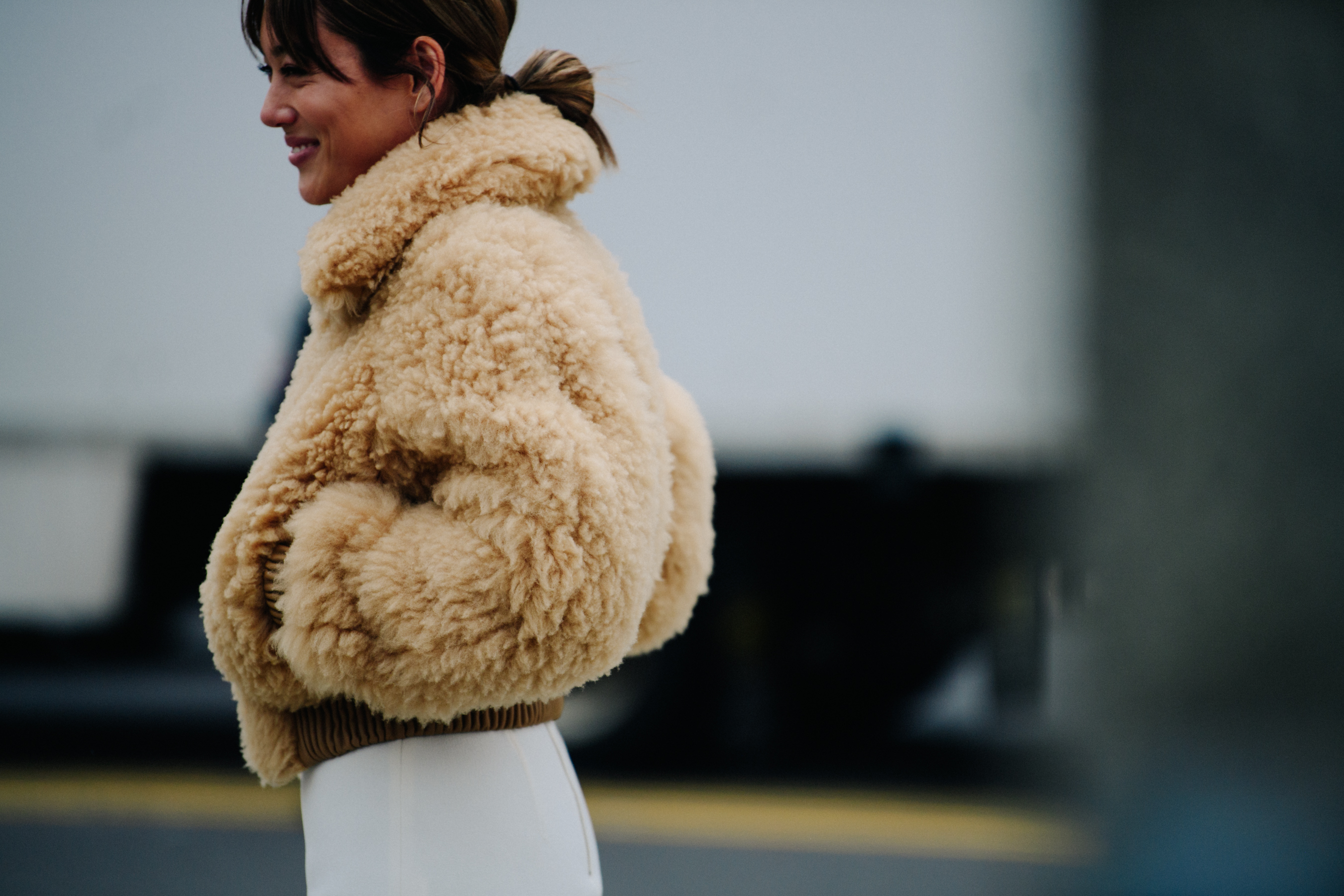 Blogger wearing white dress