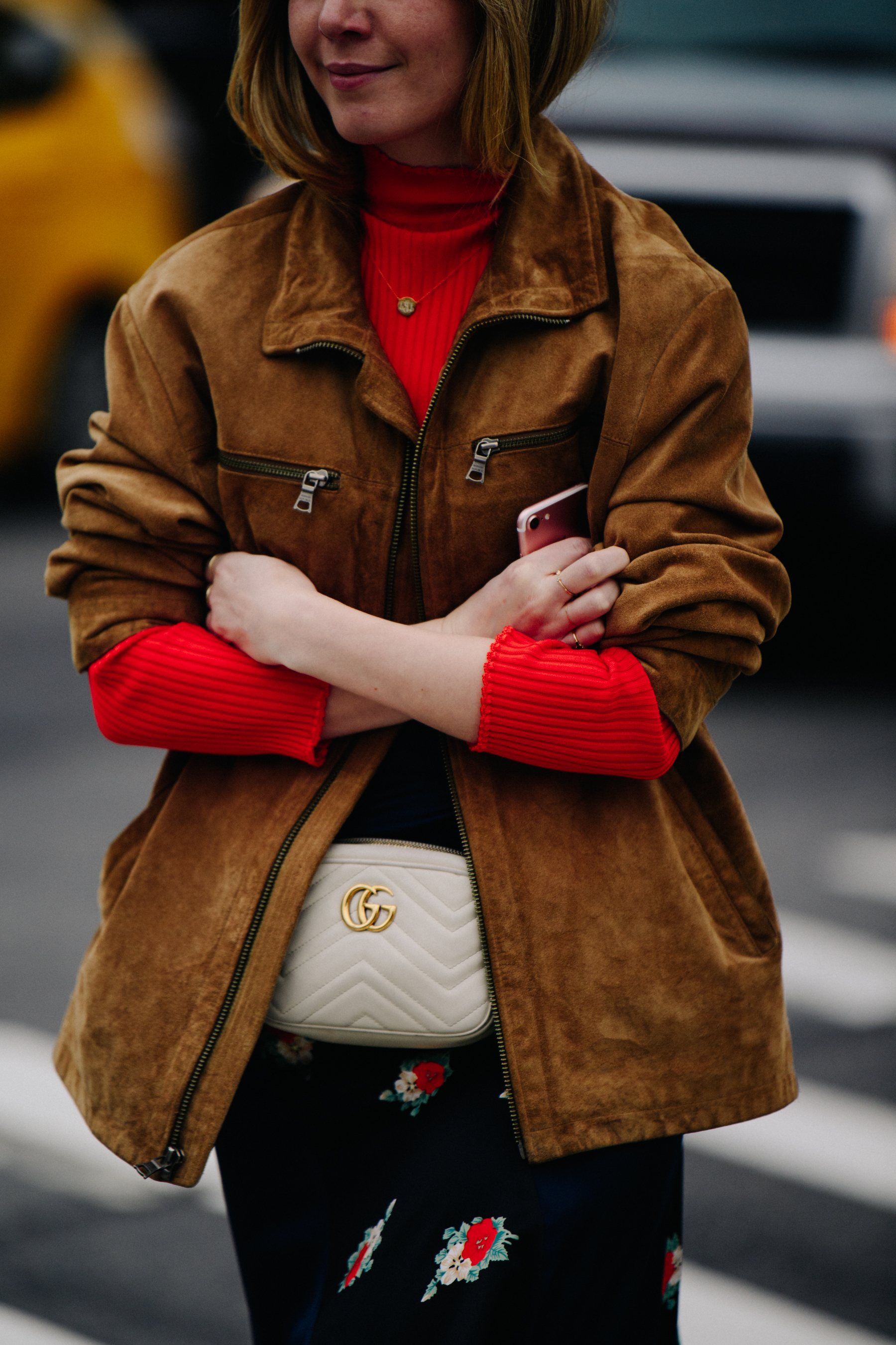 Woman wearing Gucci bag