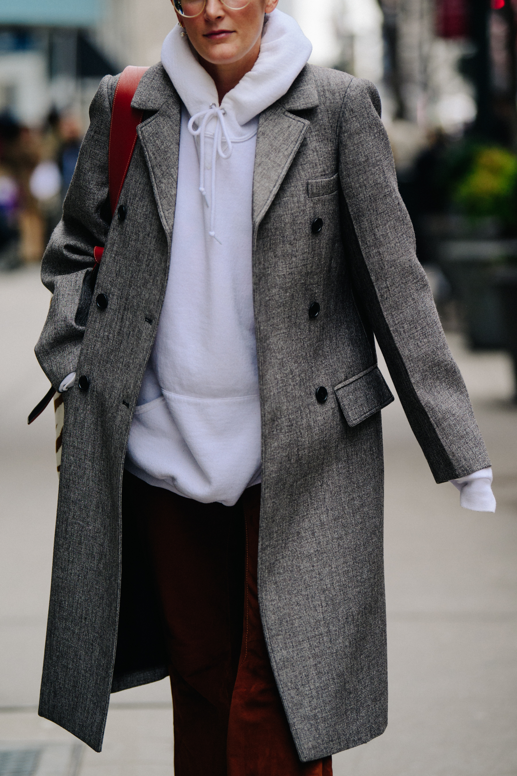 Woman wearing white hoodie