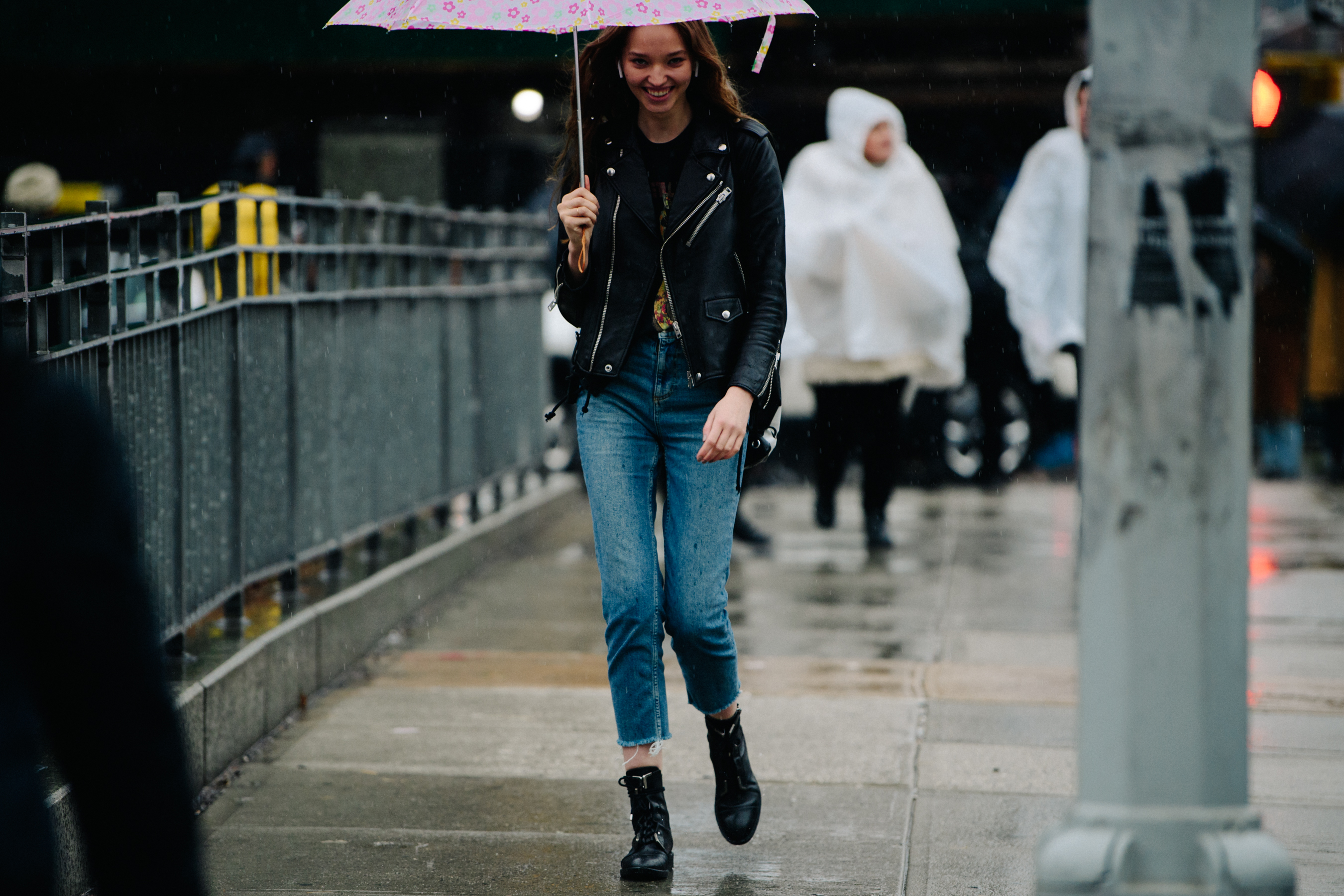 Milena Ioanna wearing black leather jacket