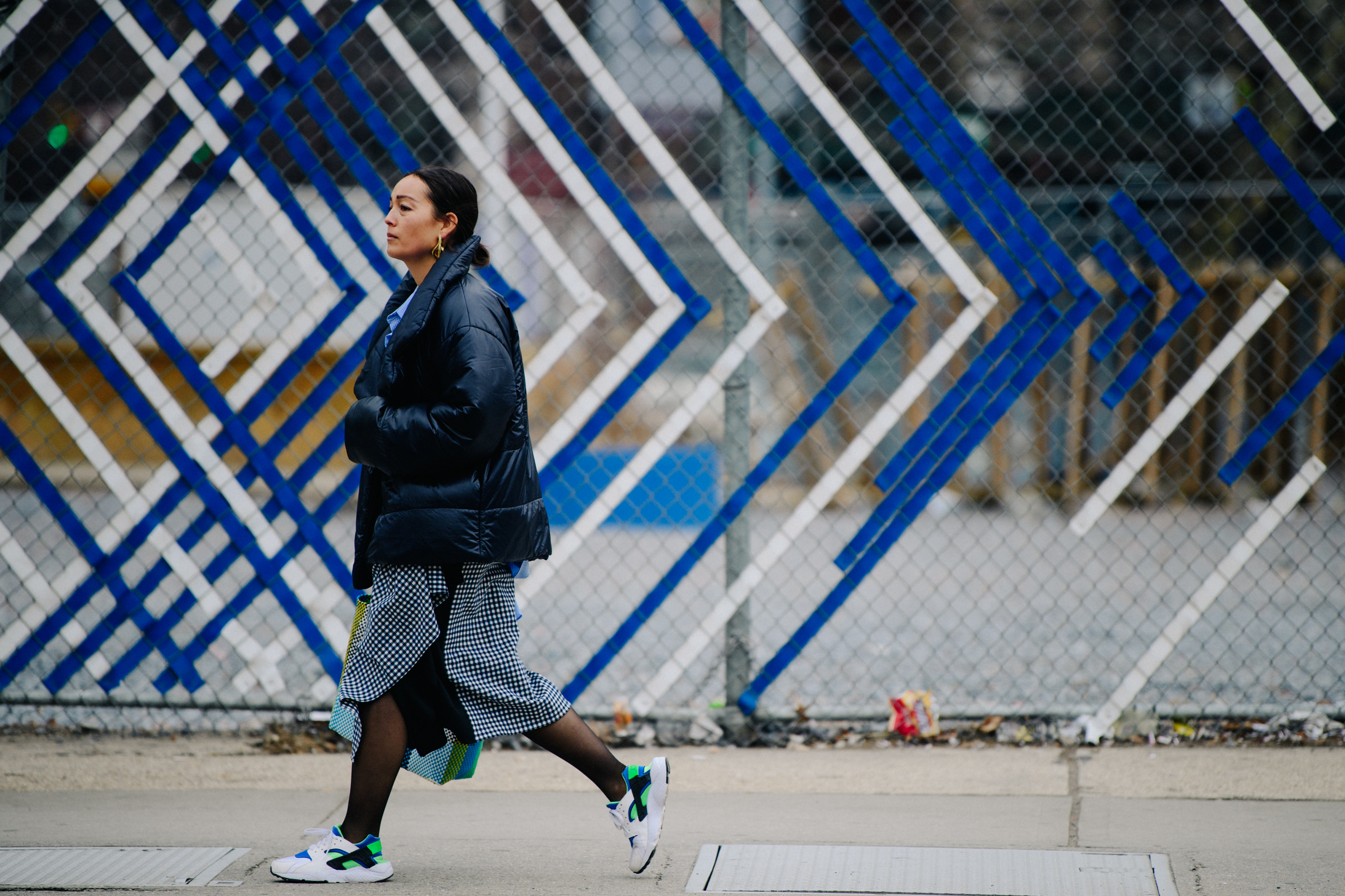 Woman wearing colourful Nike sneakers