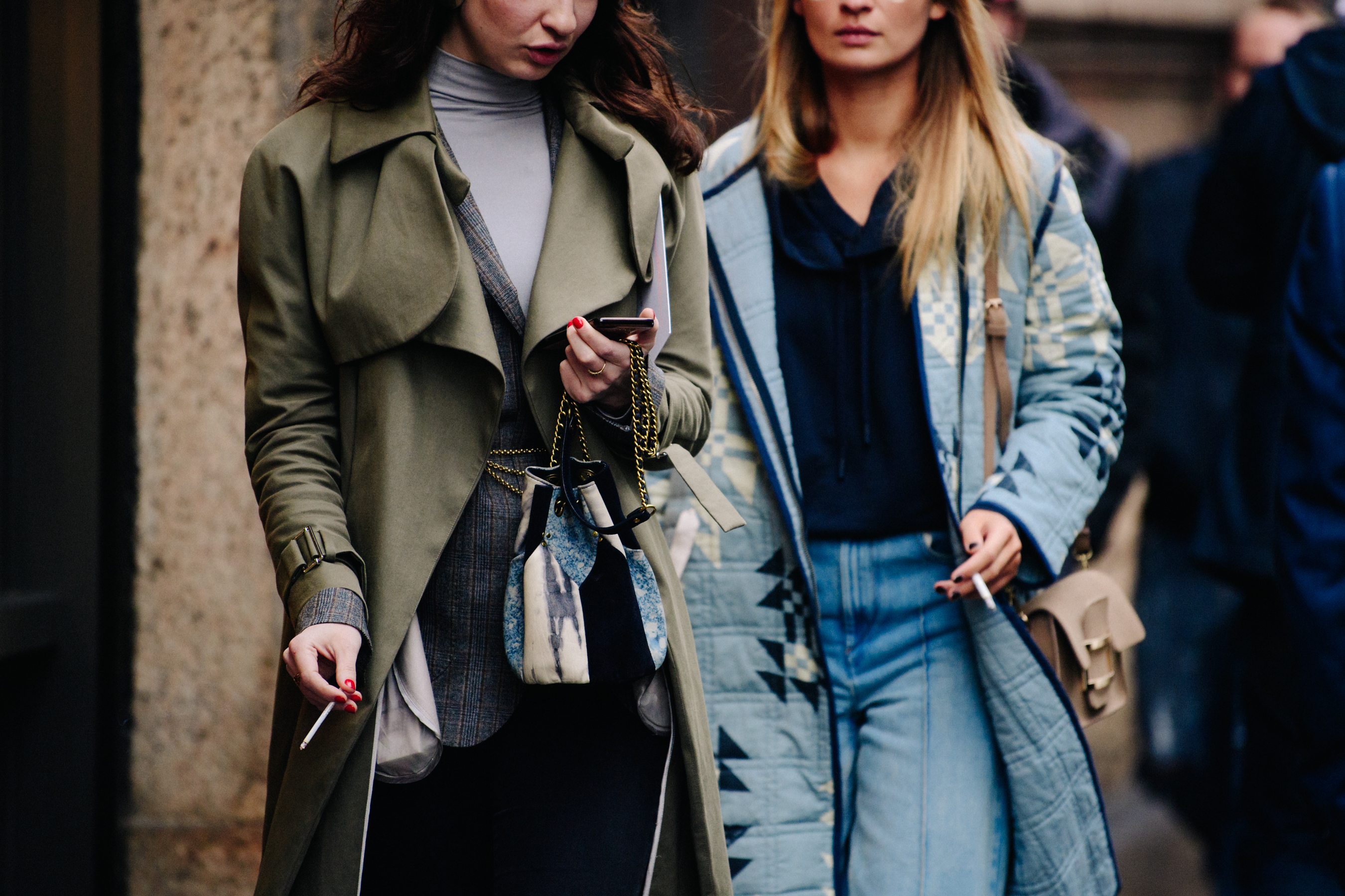 Sisters wearing long coats